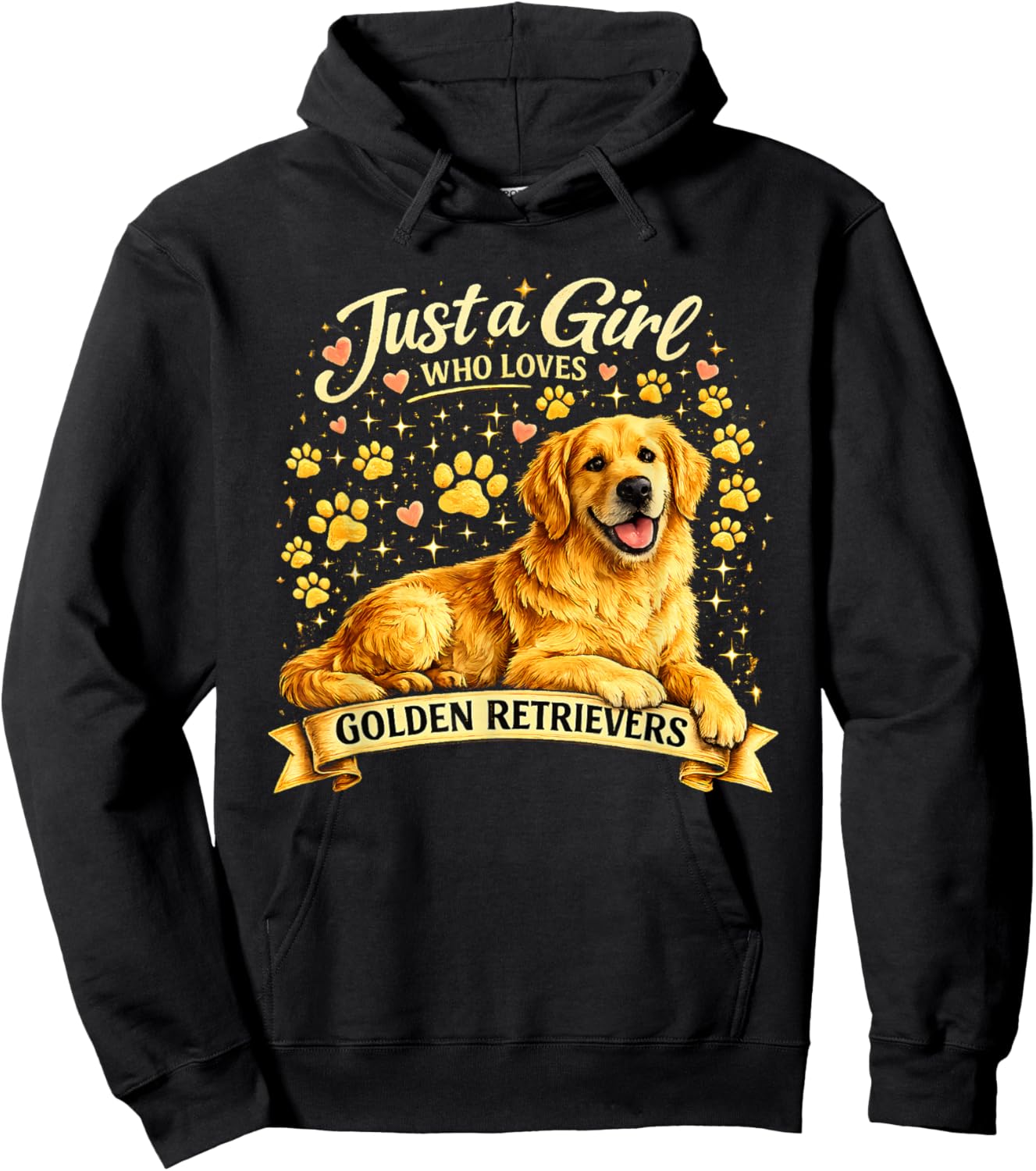 Just a Girl Who Loves Golden Retrievers Graphic Hoodie - Hoodie | Black
