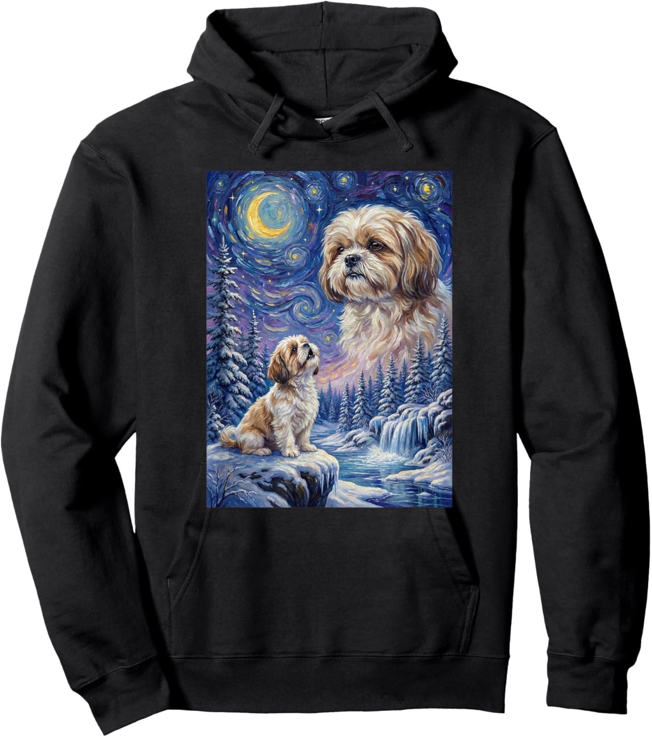 Howling to The Moon Meme Animal Dog Shih Tzu Hoodie - Hoodie | Black