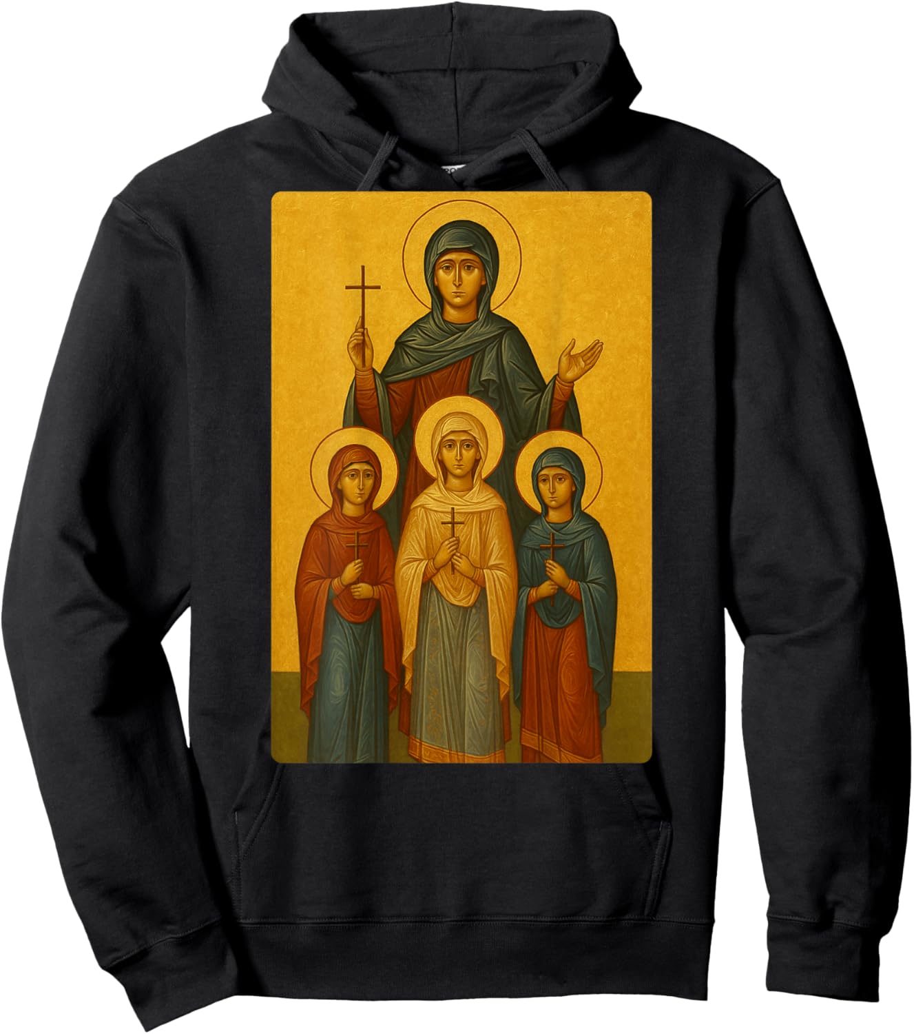 Orthodox Icon of Saint Sophia and her Daughters Hoodie - Hoodie | Black