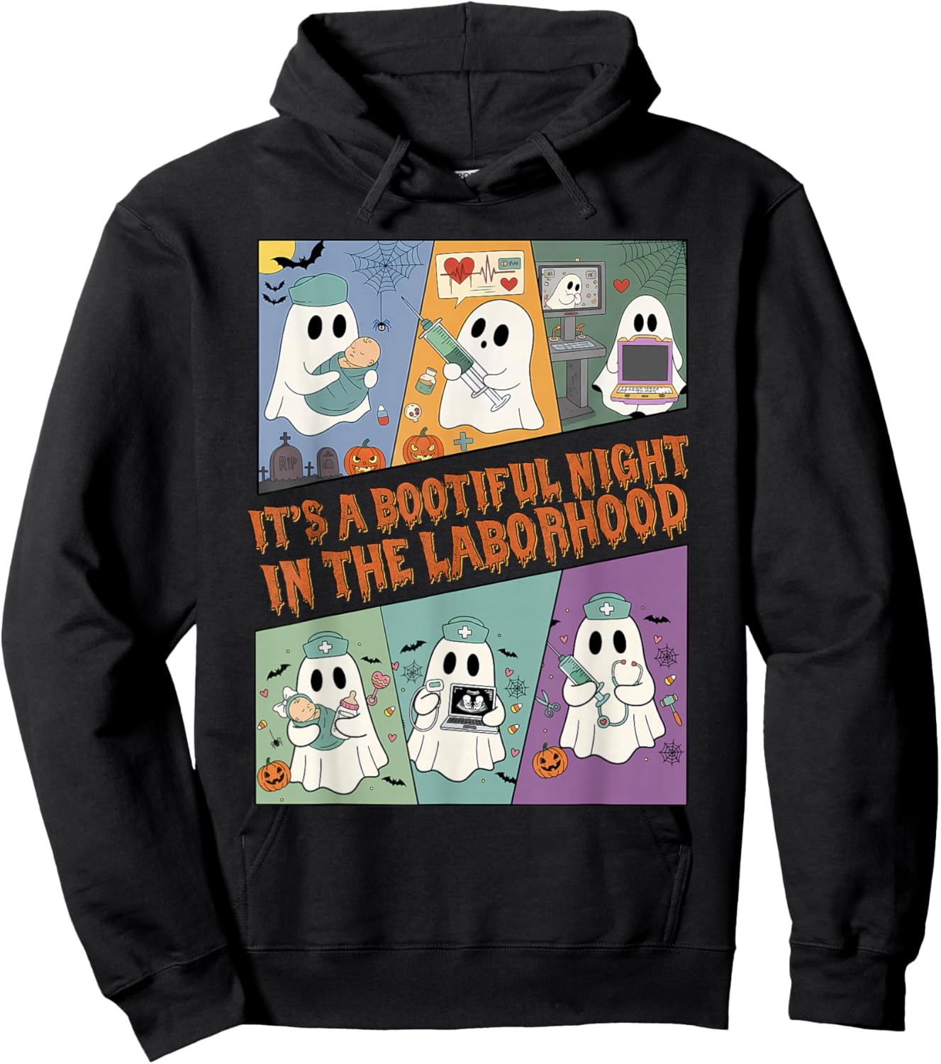 It's A Bootiful Night in The Laborhood, L&D Nurse Halloween Hoodie - Hoodie | Black