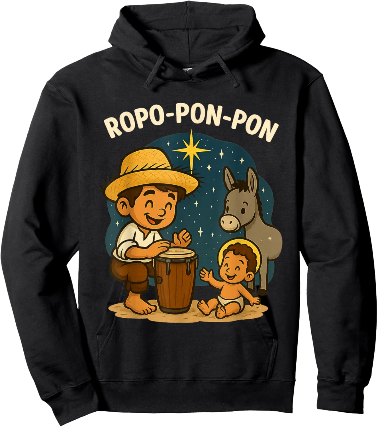 Christmas Drummer Boy Nativity Scene Christian Art Hoodie - Hoodie | Black