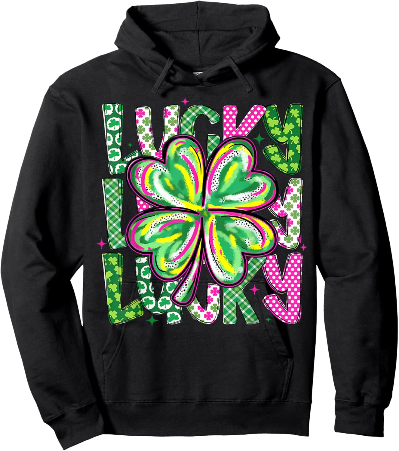Lucky Shamrock Coquette Bow St Patricks Day Women Girl Hoodie - Hoodie | Black