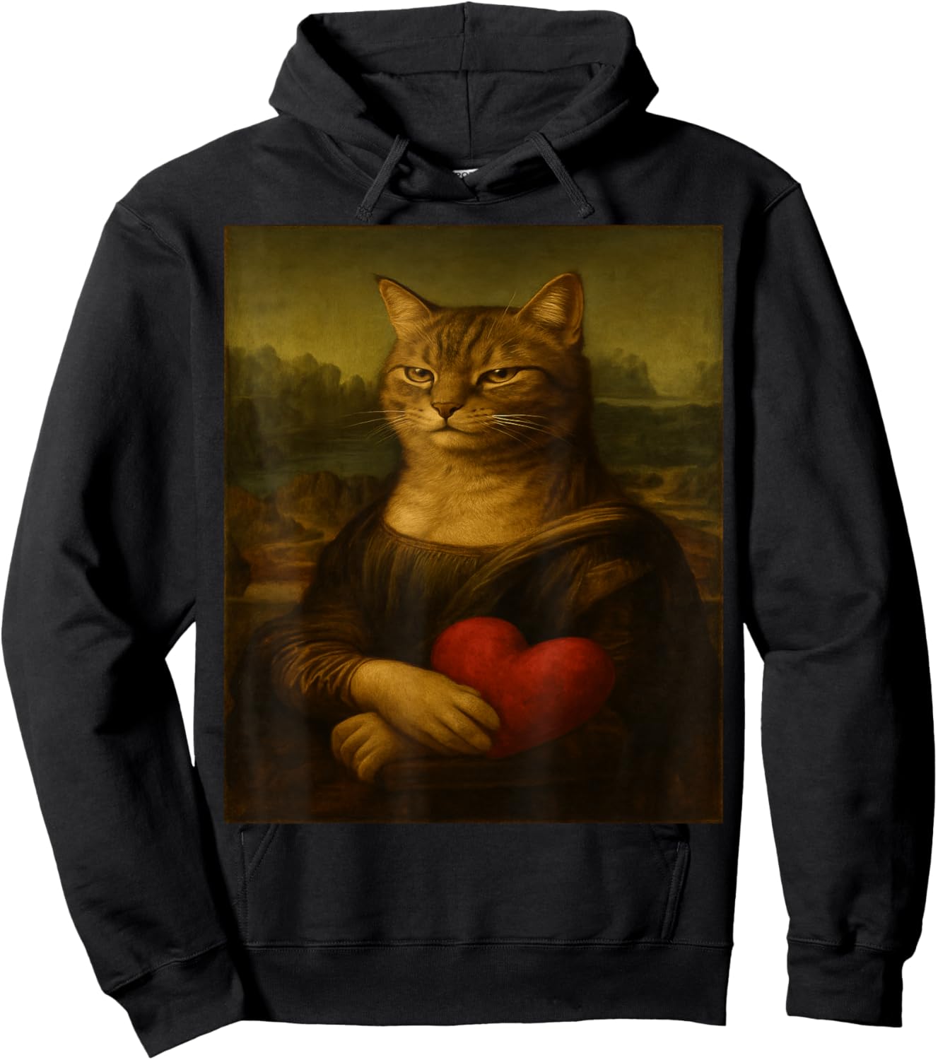 Cat Monalisa Cats Lovers Sarcastic Hoodie - Hoodie | Black