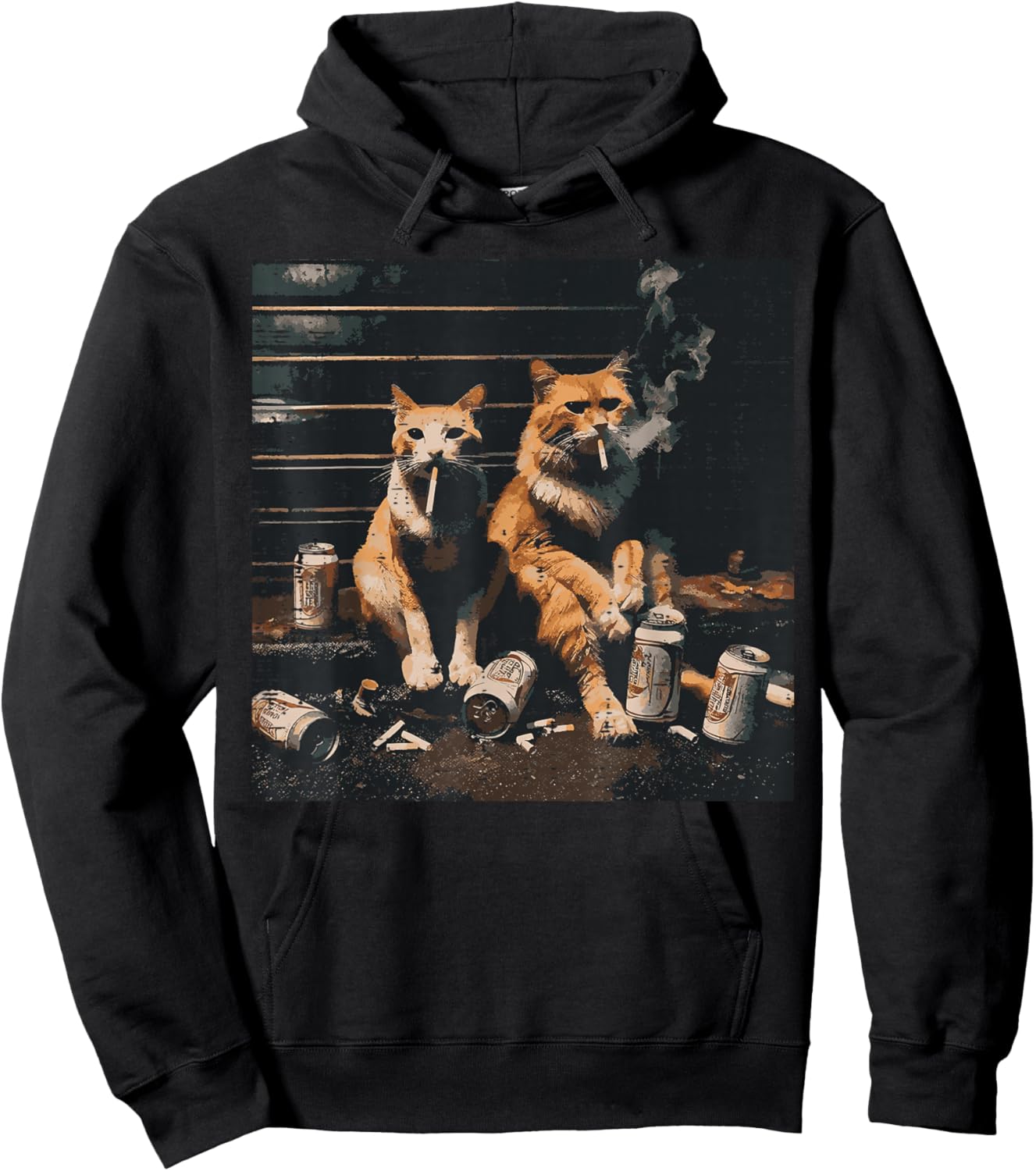 Gangsta Cats Funny Gangster Street Meme Humor Men Women Hoodie - Hoodie | Black