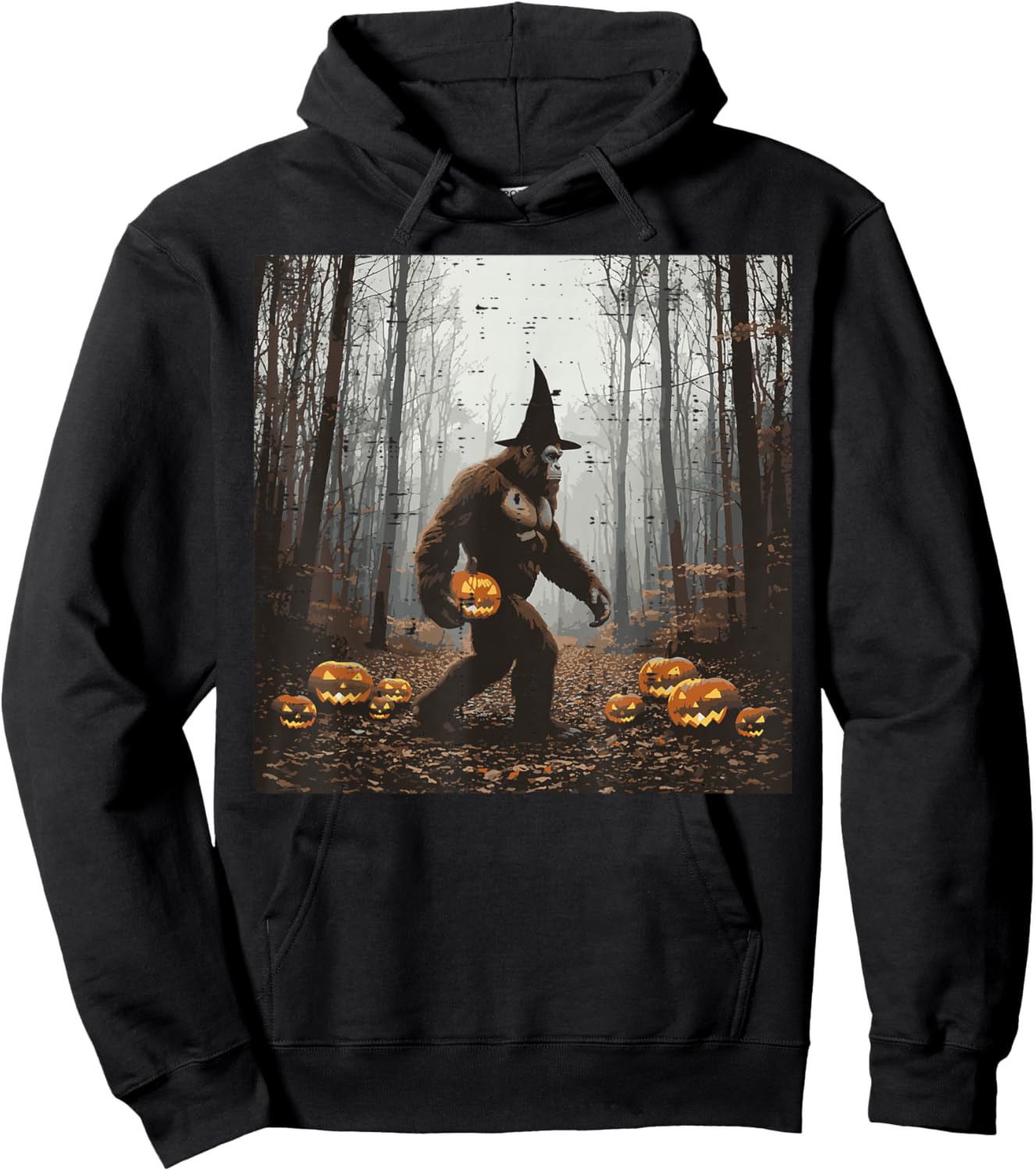 Halloween Bigfoot Forest Pumpkin Sasquatch Costume Men Women Hoodie - Hoodie | Black