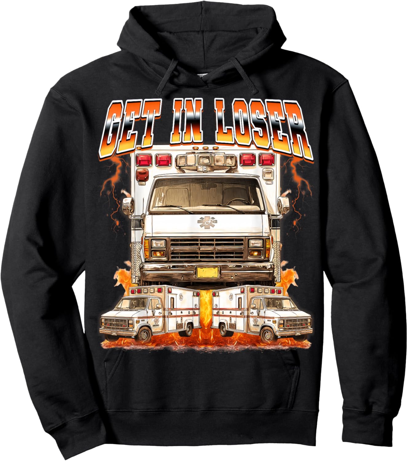 Ambulance Driver EMT 90s Bootleg Hoodie - Hoodie | Black