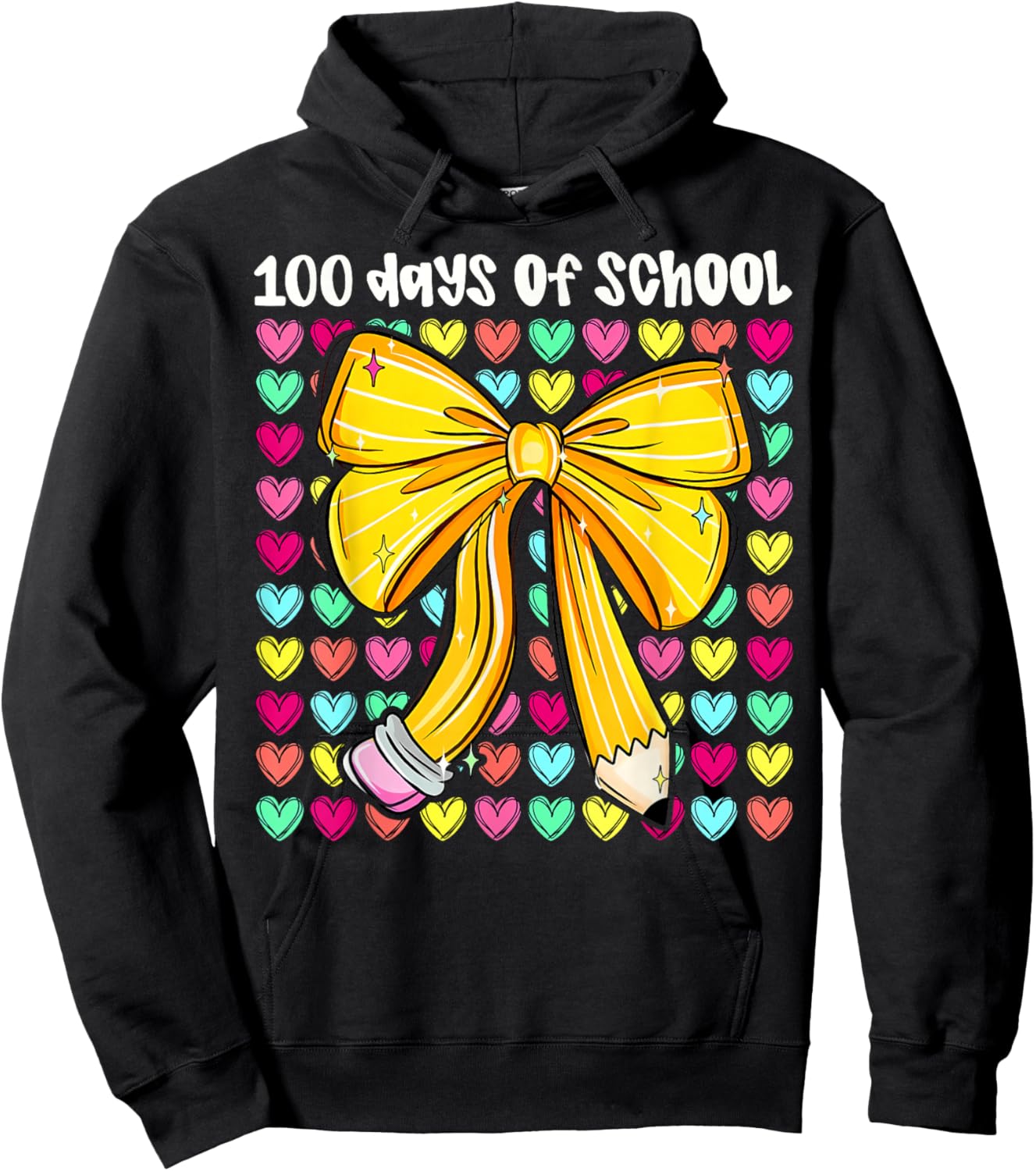 100th Day of School 100 Days Teacher Coquette Bow Girl Women Hoodie - Hoodie | Black