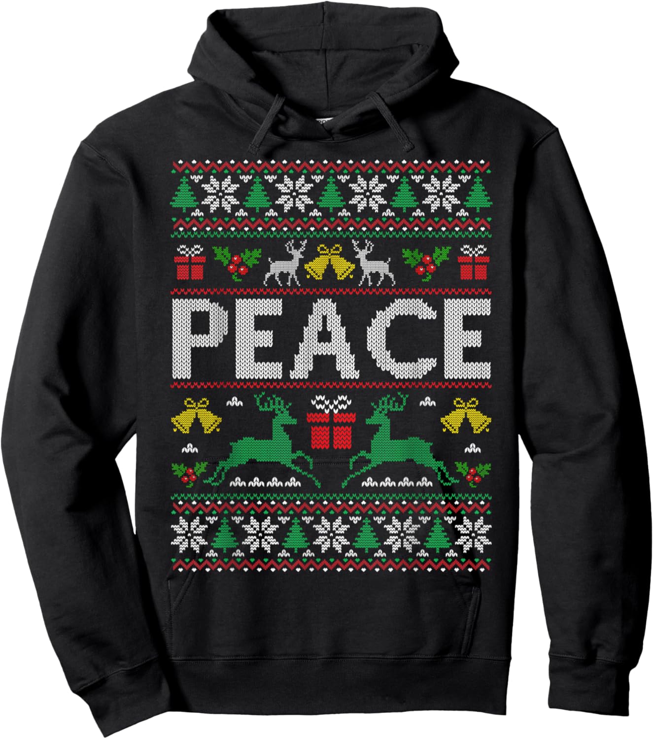 Peace I Come in Peace Couple Matching Ugly Christmas Sweater Hoodie - Hoodie | Black