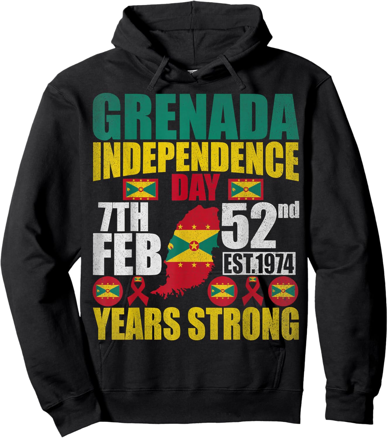 Grenada 52nd Independence Day Grenadian Pride Grenada Flag Hoodie - Hoodie | Black