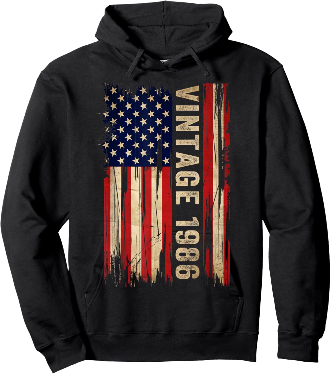 40 Years Old Gifts Vintage 1986 40th Birthday American Flag Hoodie - Hoodie | Black