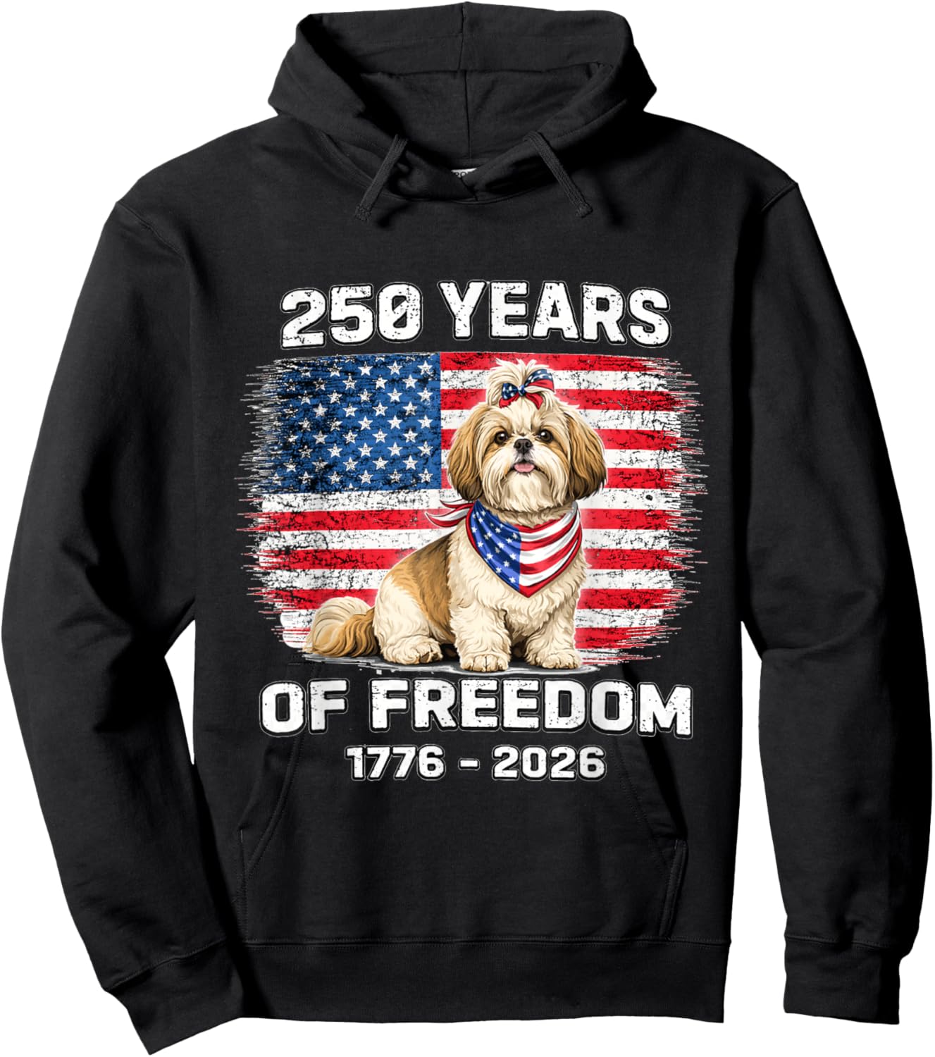 250 Years America Anniversary Shih tzu 250th Anniversary Hoodie - Hoodie | Black