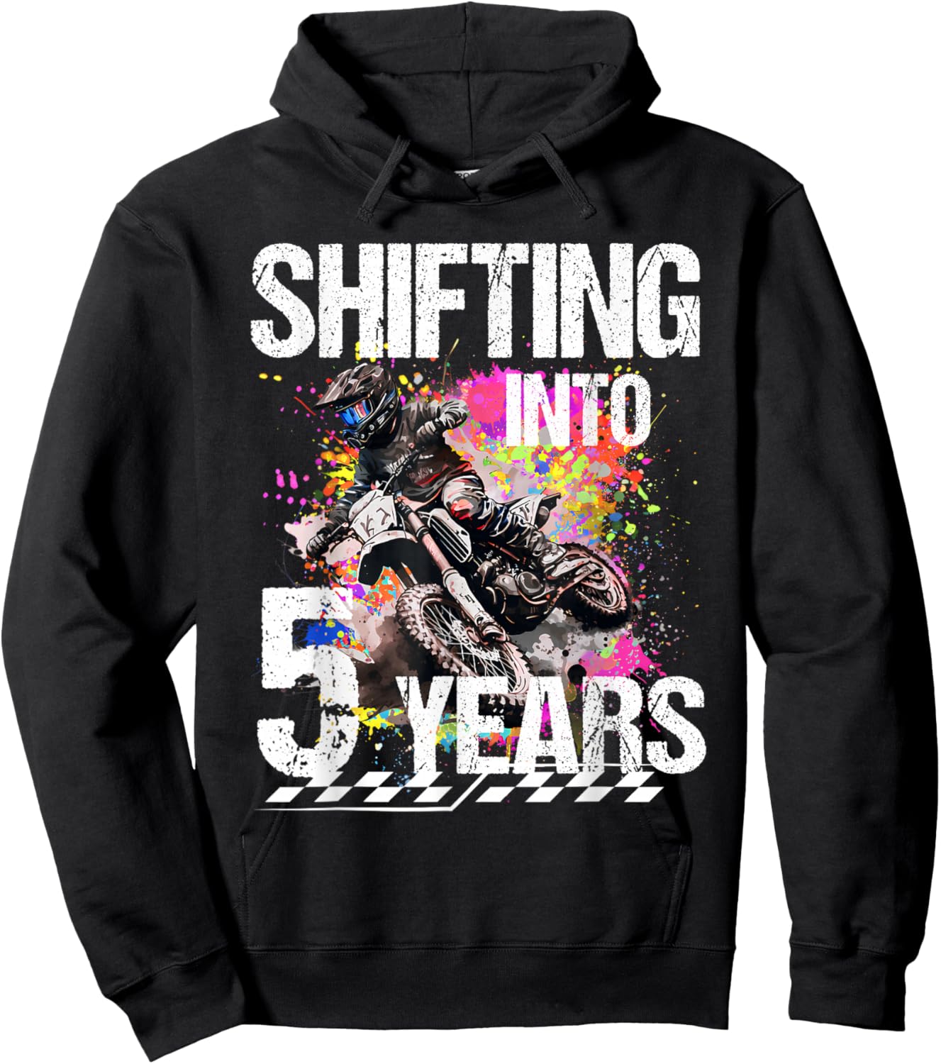 Shifting Into 5 Years Motocross Birthday Action Design Hoodie - Hoodie | Black