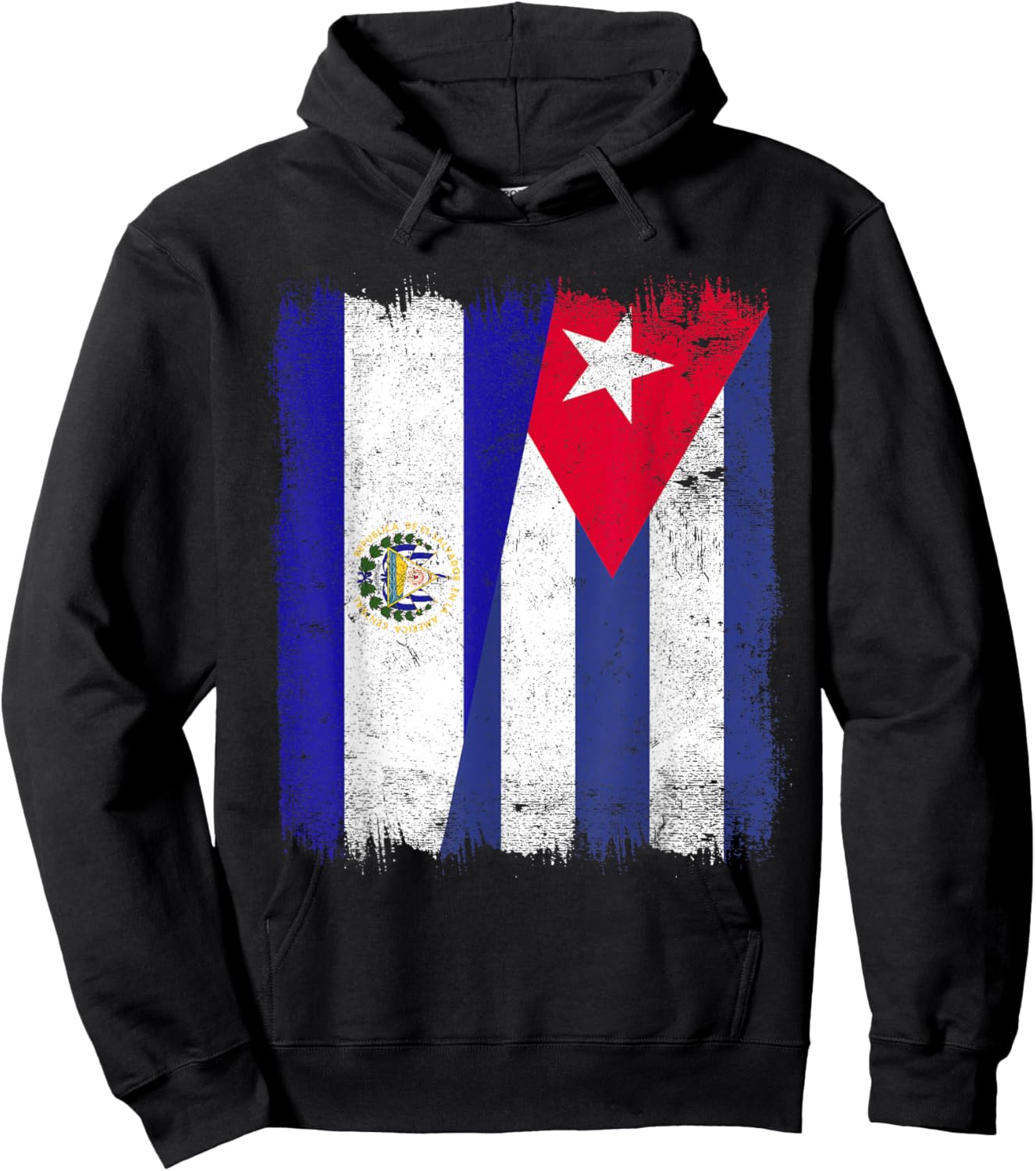 El Salvador Cuba Half Flag Salvadorian Cuban Heritage Hoodie - Hoodie | Black