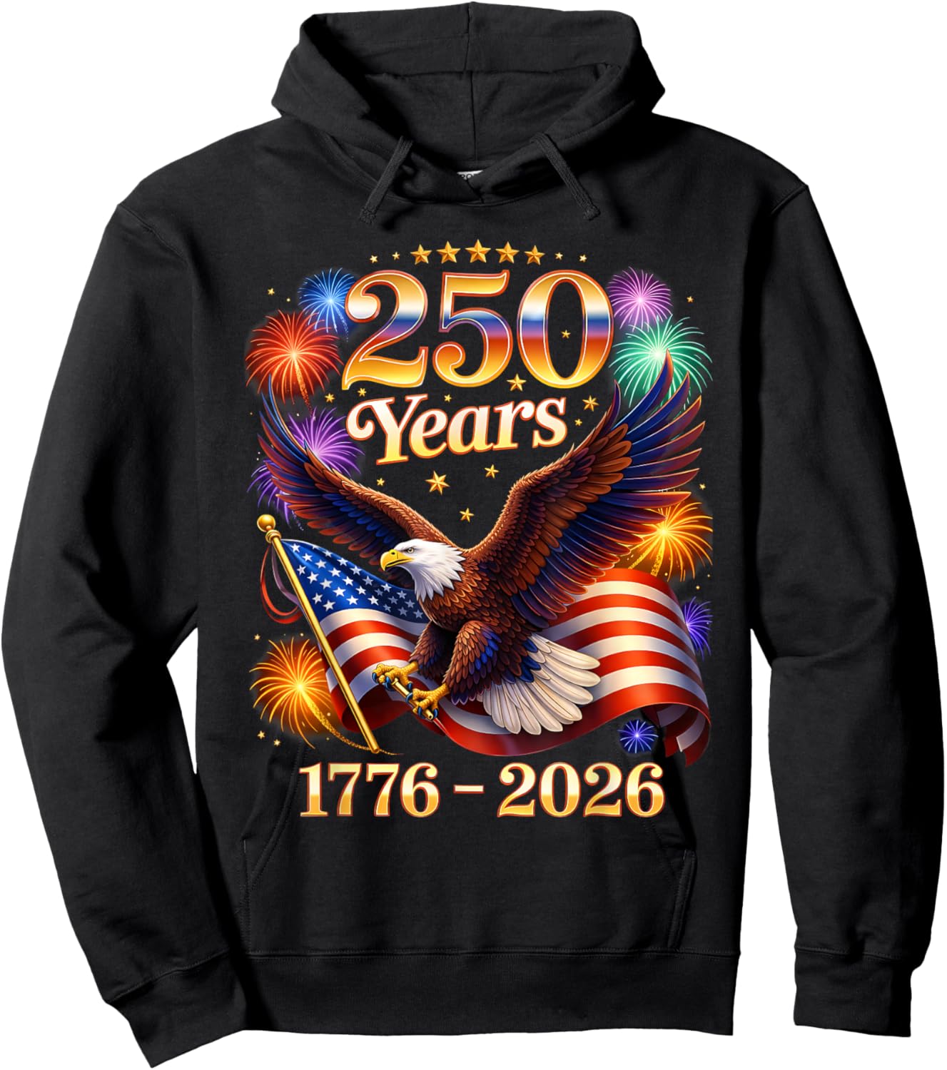 Patriotic Eagle and Flag 250 Years 1776-2026 4th of July Hoodie - Hoodie | Black