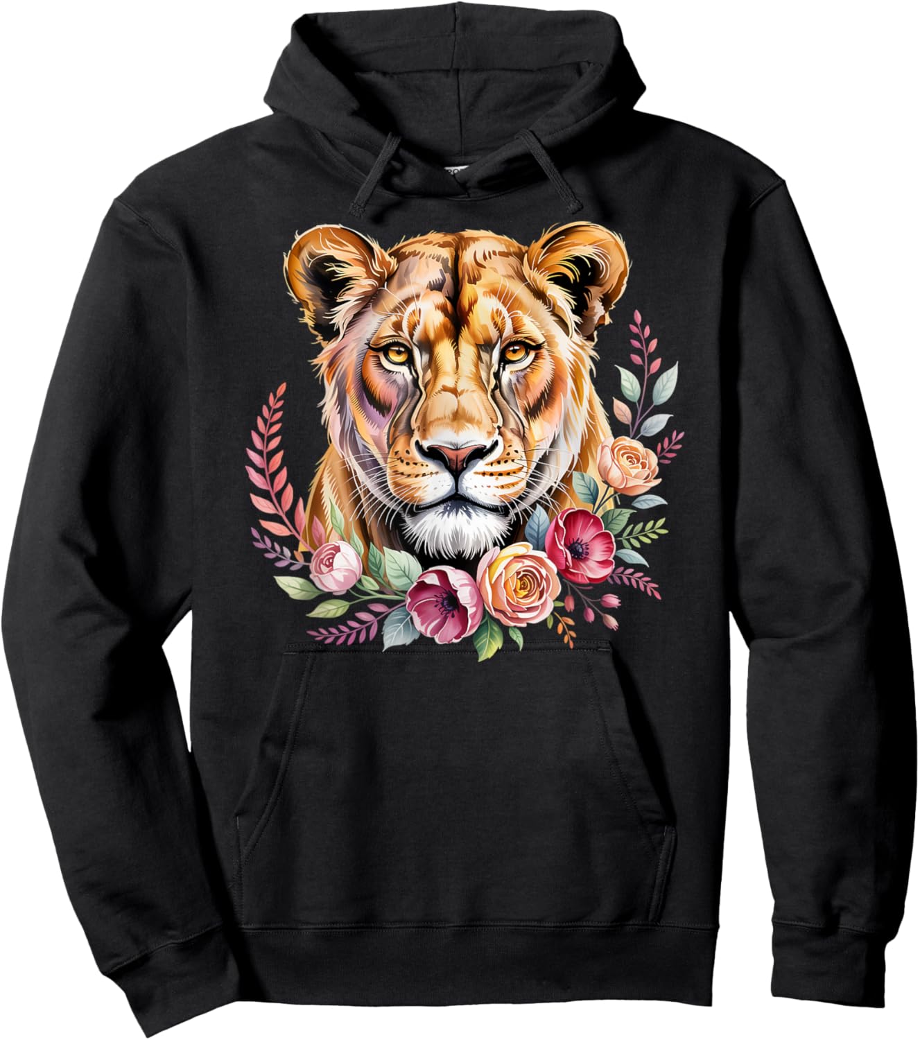 Flower Lioness Floral Lion Animal Lioness Women Lioness Hoodie - Hoodie | Black