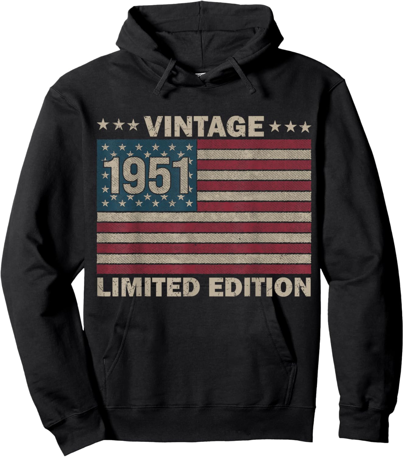 US Flag 75 Birthday American USA Men 75yr 1951 75th Birthday Hoodie - Hoodie | Black