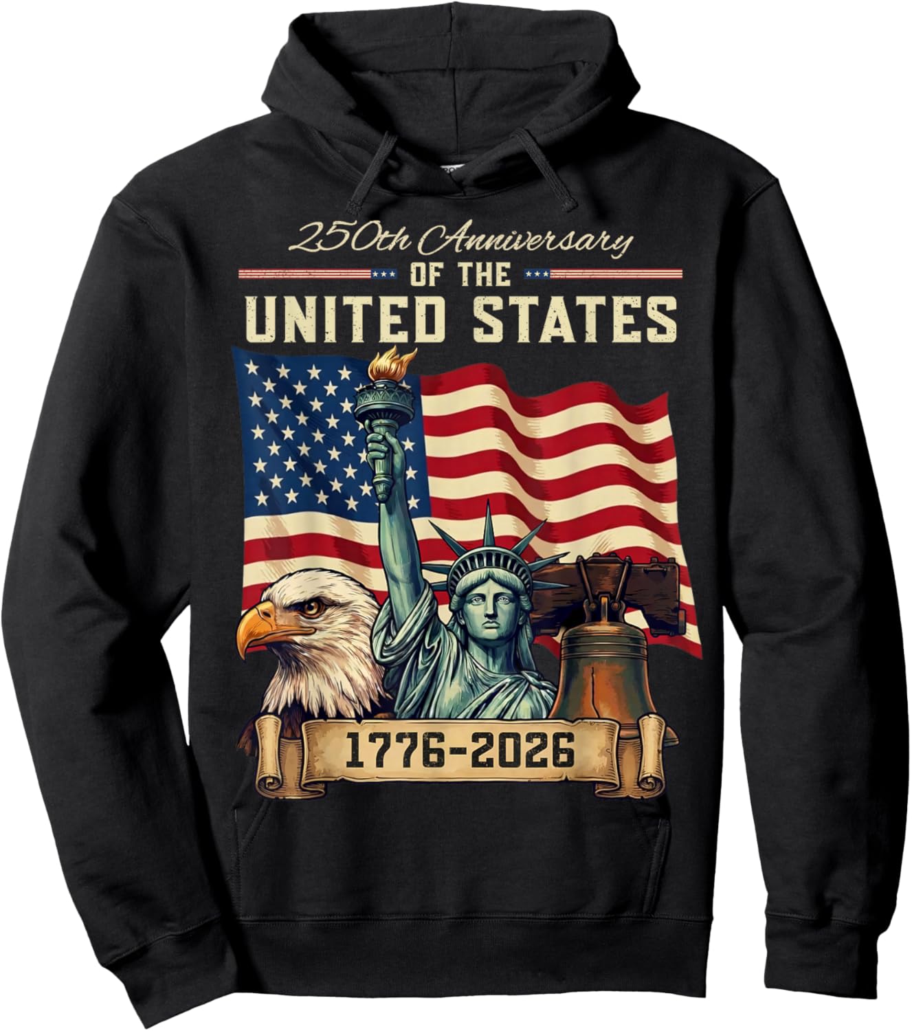 250 Anniversary USA 250th US Flag Patriotic 4th of July Hoodie - Hoodie | Black
