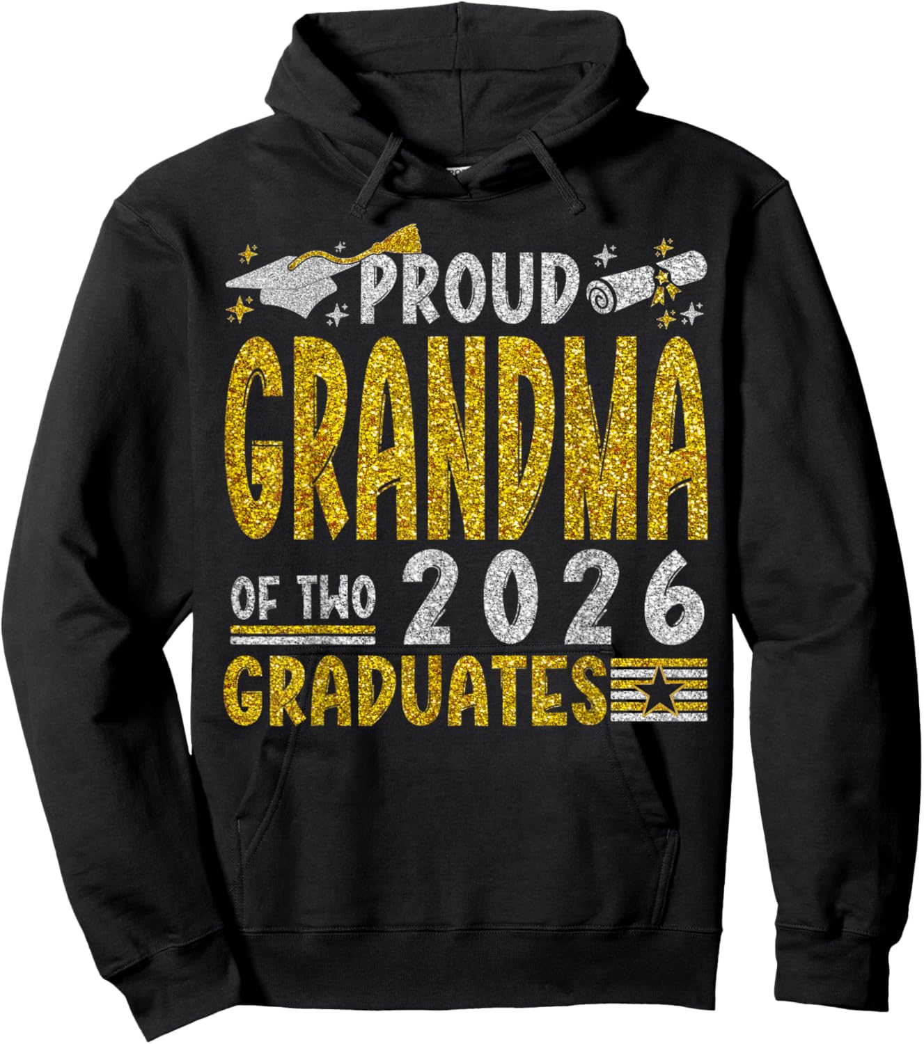 Proud Grandma of Two 2026 Graduates Funny Class of 26 Senior Hoodie - Hoodie | Black