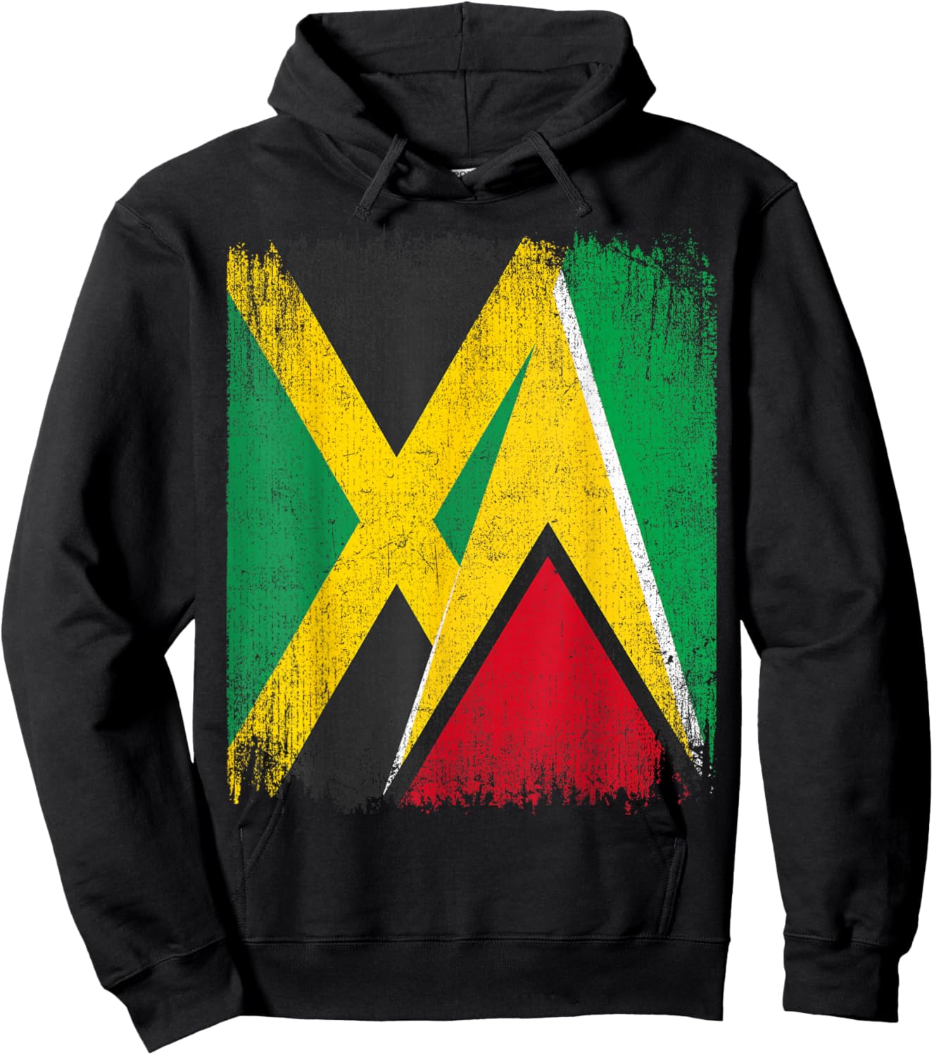 Half Jamaica Guyana Flag Jamaican Guyanese Pride Roots Hoodie - Hoodie | Black