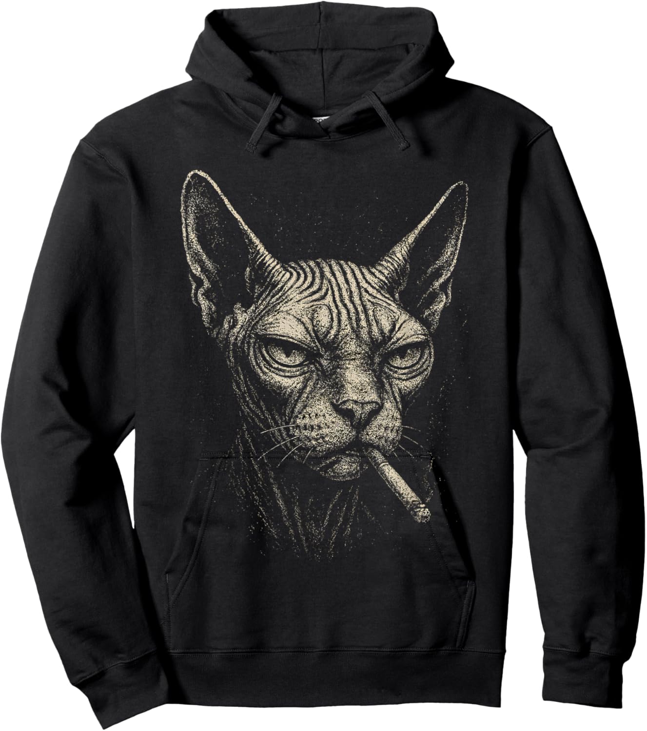 Cigarette Funny Smoking Sphynx Cat Meme Stupid for Dad Hoodie - Hoodie | Black