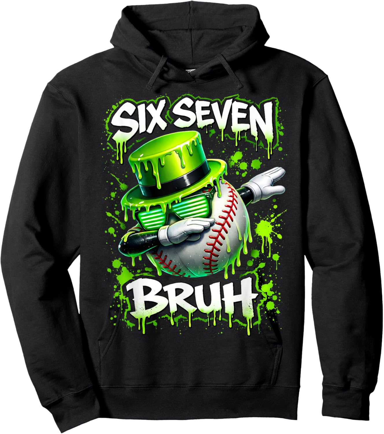 Six Seven Bruh Dabbing St Patricks Day Baseball Teens Boys Hoodie - Hoodie | Black