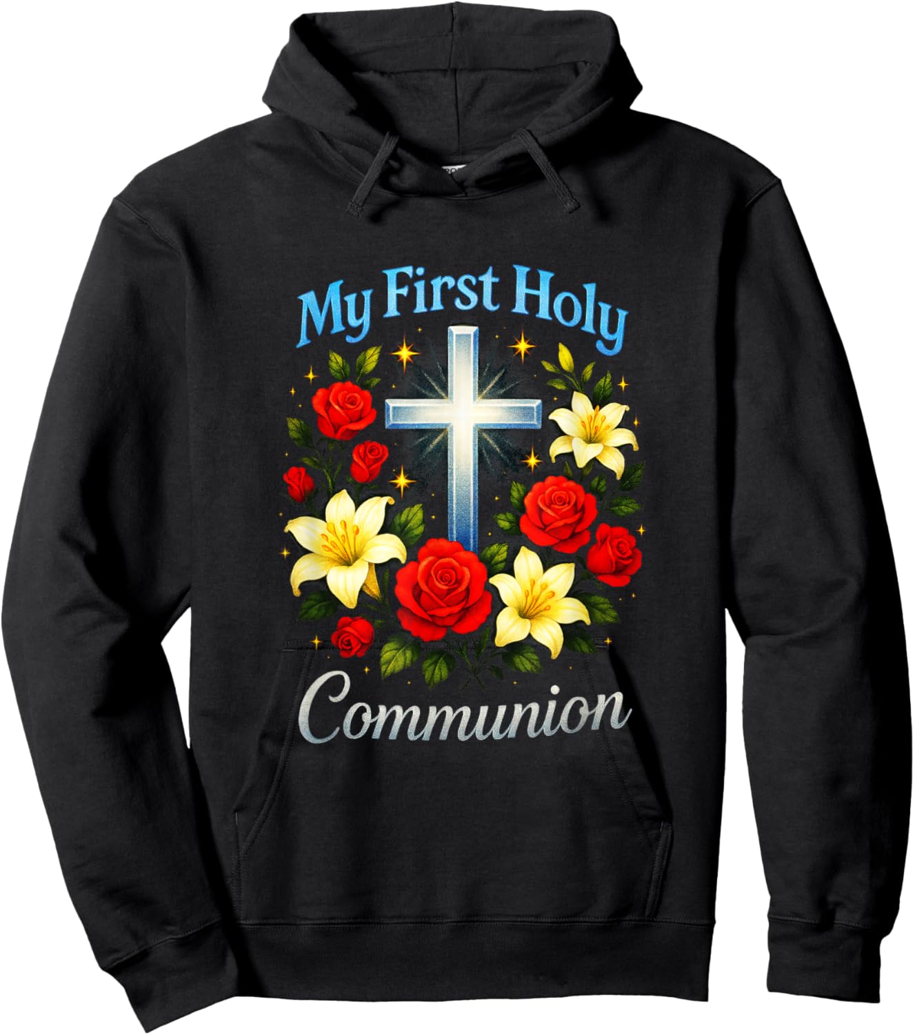 My First Holy Communion - Church Event Flowers Hoodie - Hoodie | Black