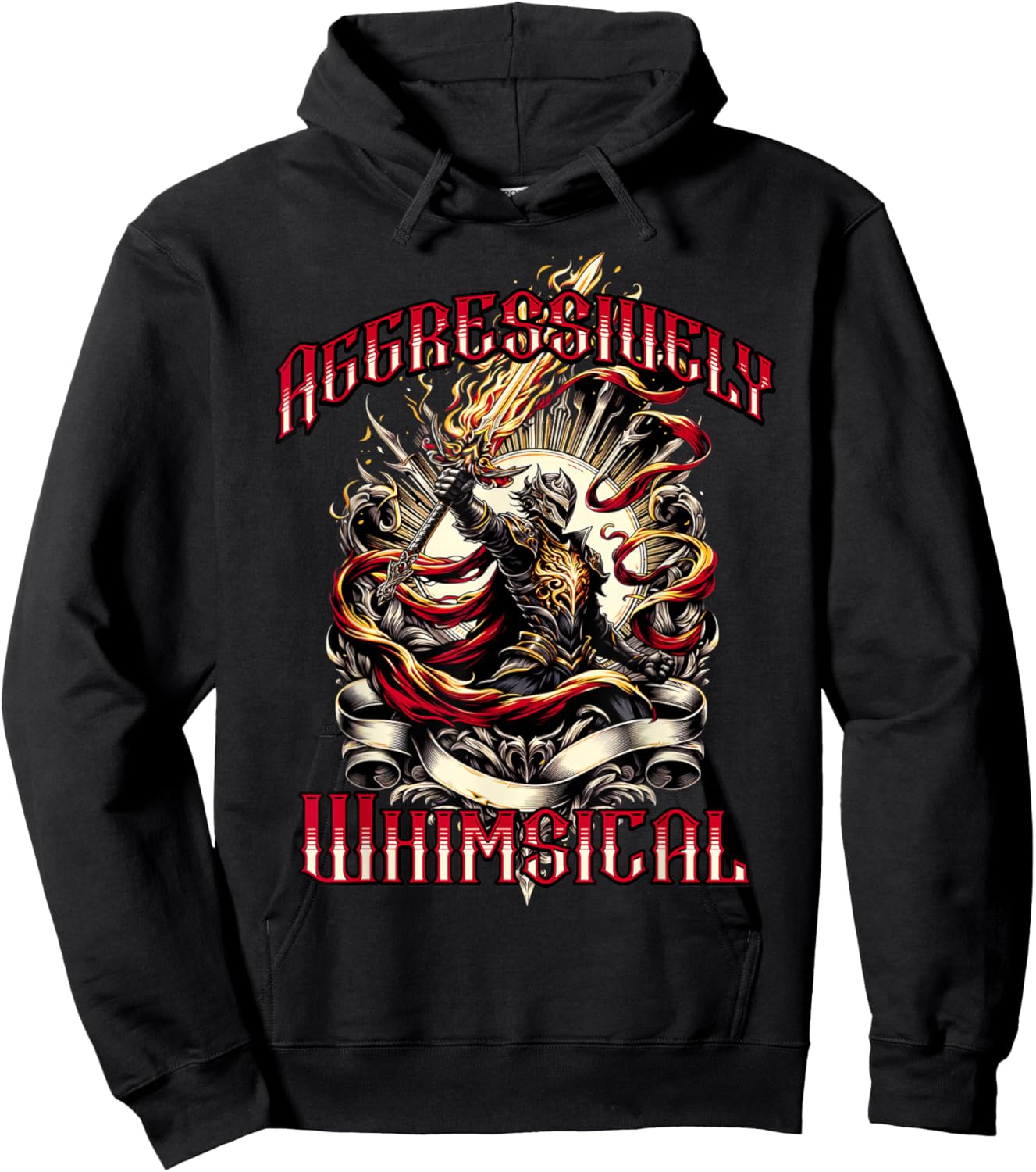 Aggressively Whimsical Knight Warrior Hoodie - Hoodie | Black