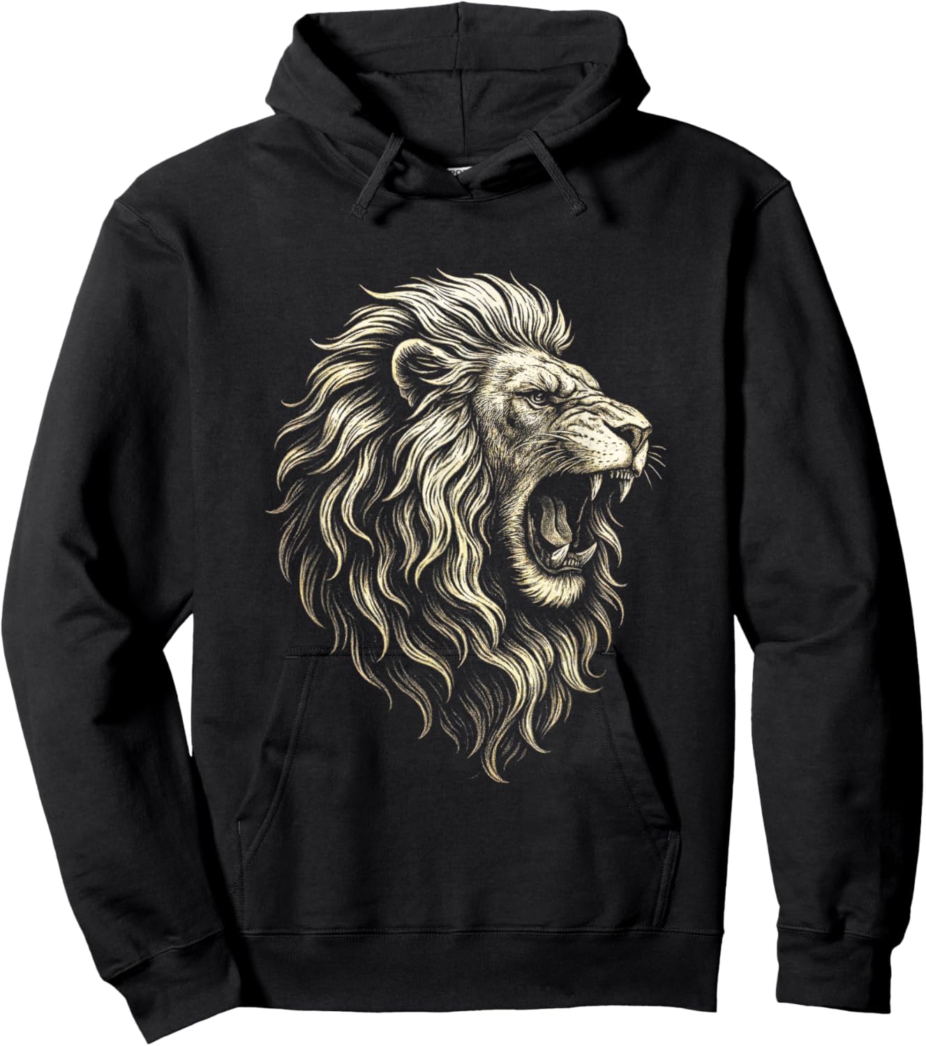 Roaring Lion Art - Fierce Animal Nature Hoodie - Hoodie | Black