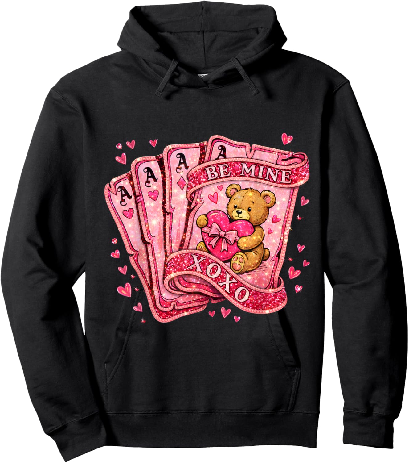 Valentine Coquette Couple Love Cute Hoodie - Hoodie | Black
