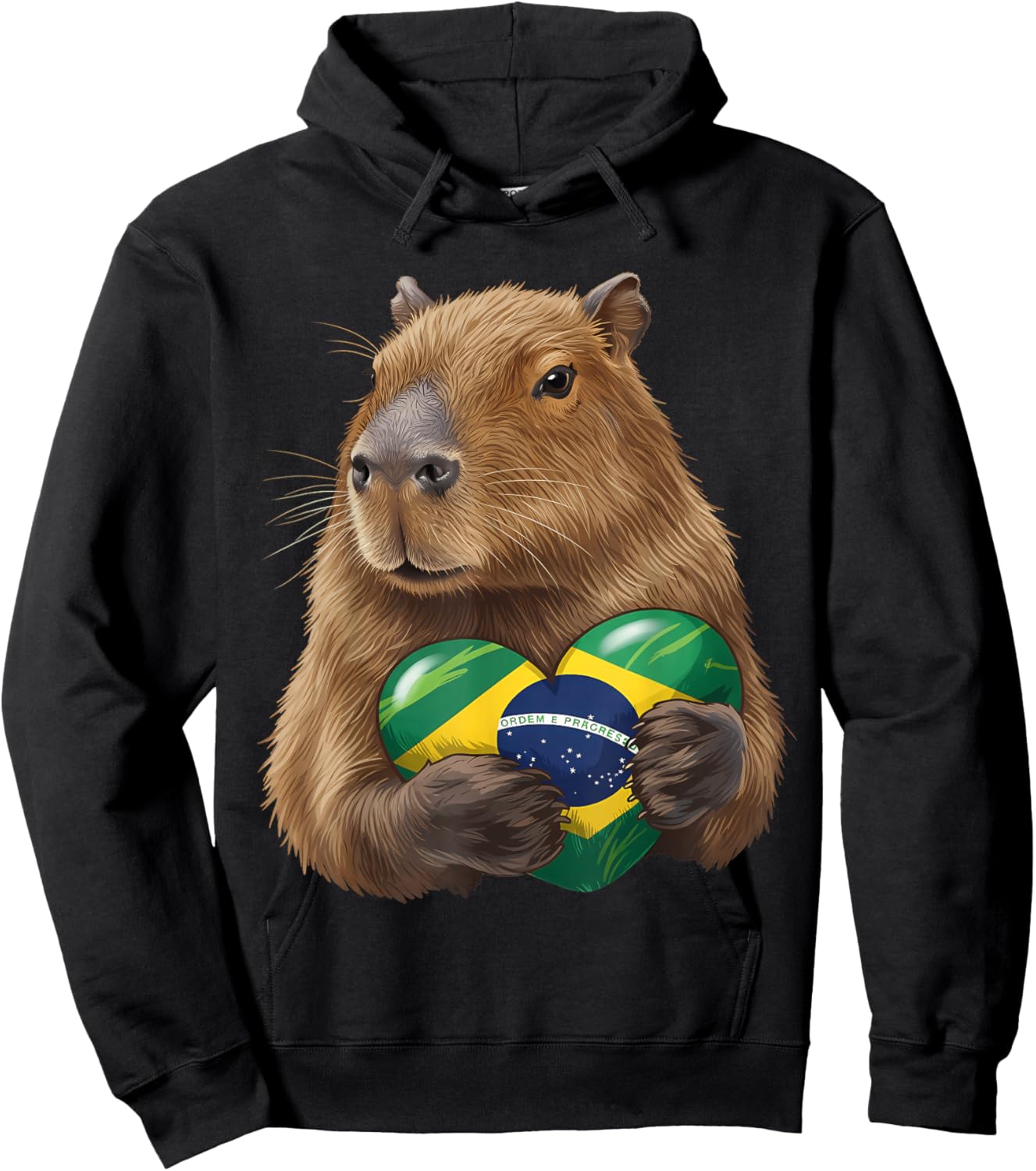 Brazil Flag Capybara Brazilian Roots Brasilian Pride Brasil Hoodie - Hoodie | Black