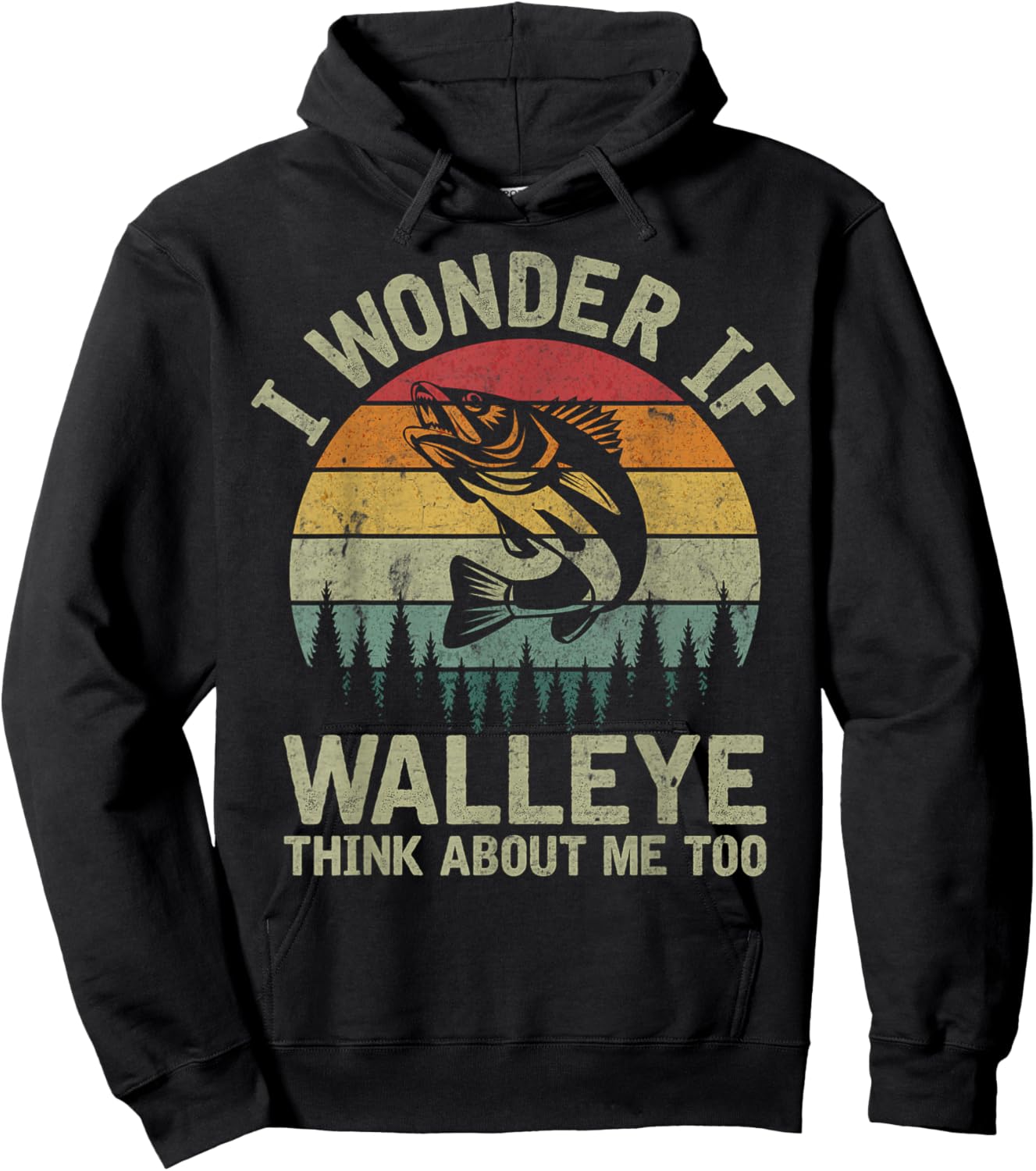 I Wonder If Walleye Think About Me Fishing Humor Lover Gifts Hoodie - Hoodie | Black