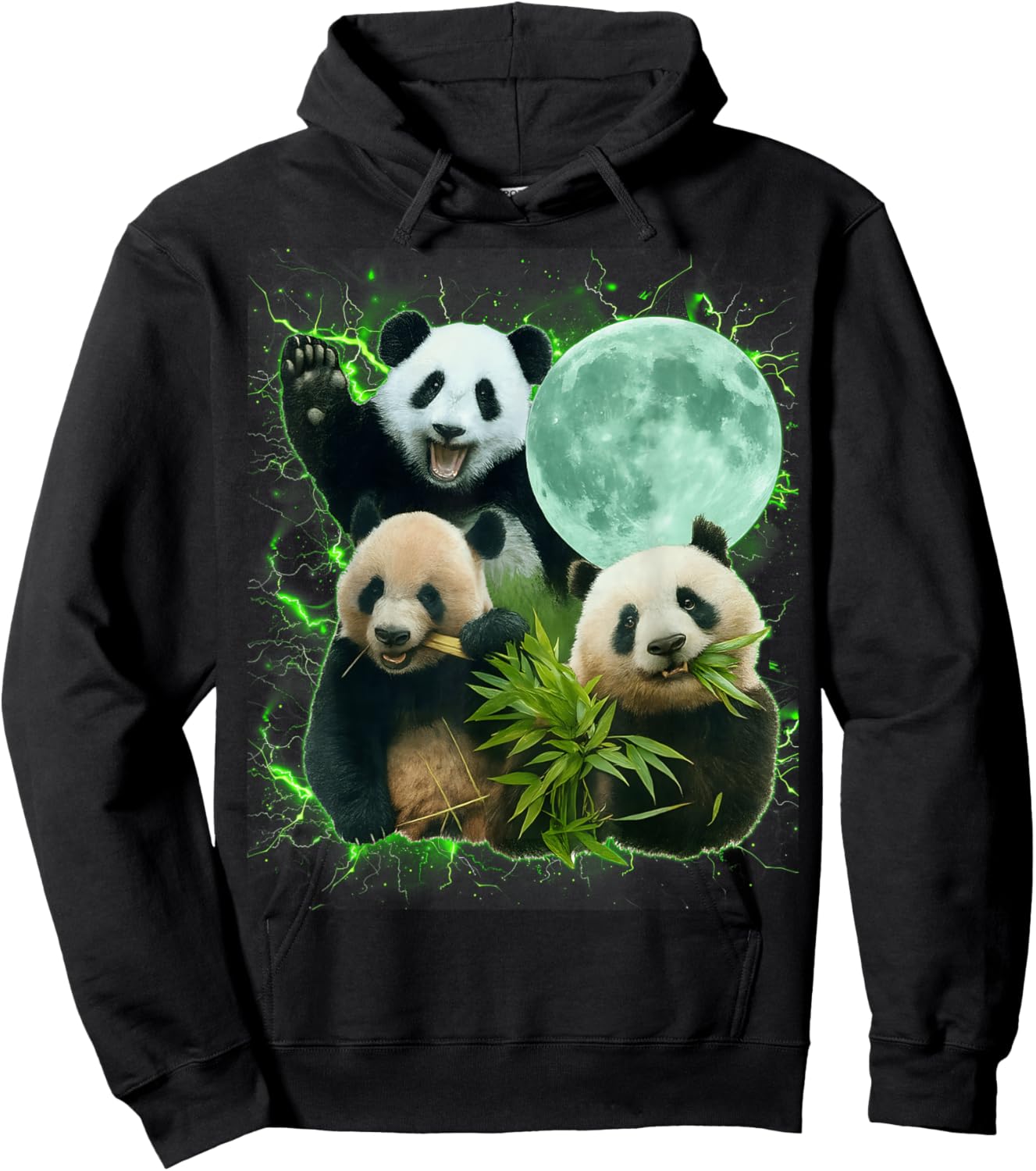 Cute Funny Meme Panda Eating Bamboo Men Women Kid Hoodie - Hoodie | Black