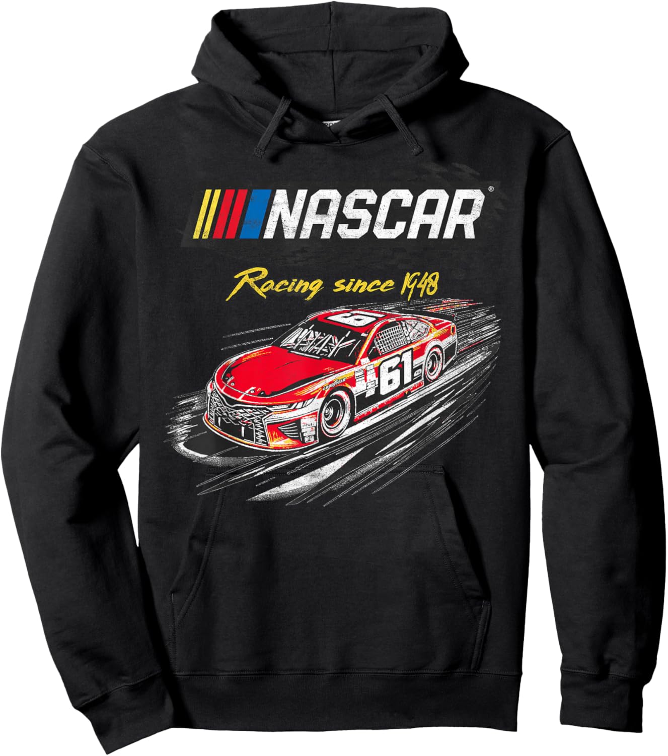 NASCAR Racing Since 1948 Checker Racing Distressed Poster Hoodie - Hoodie | Black
