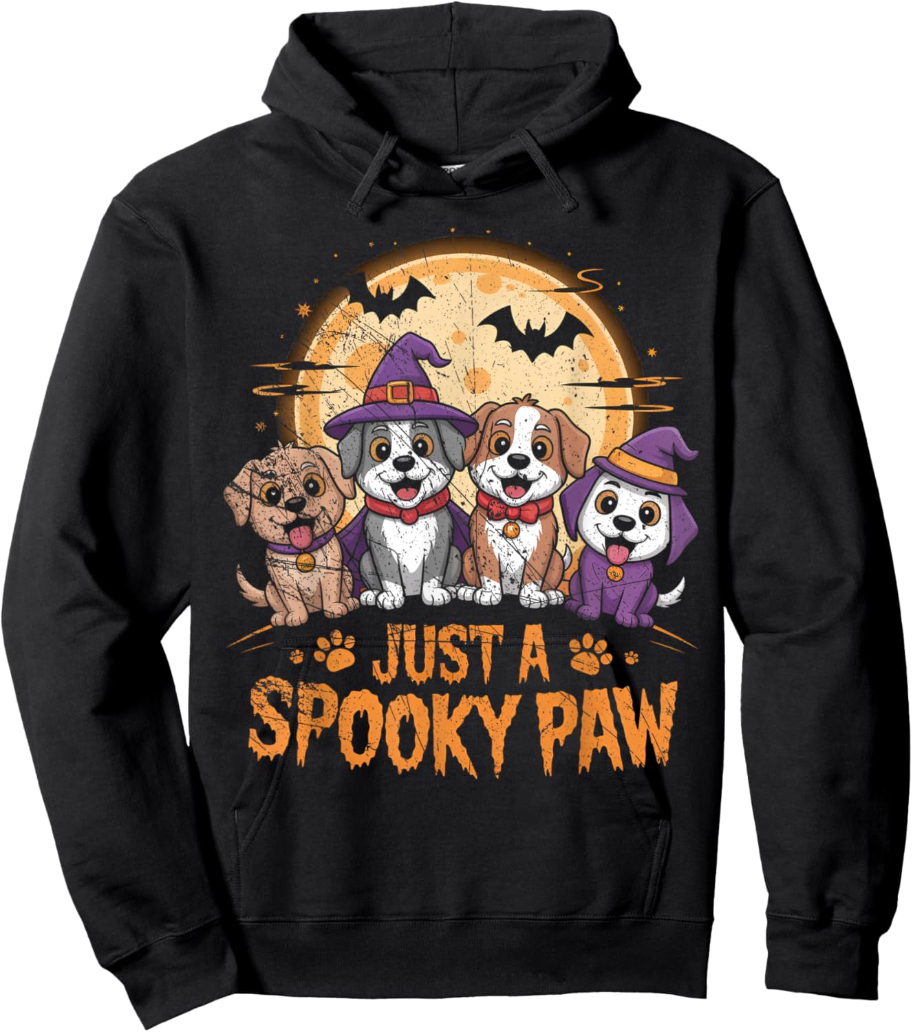 Funny Halloween Dog Ghost Costume Puppy Just A Spooky Paw Hoodie - Hoodie | Black