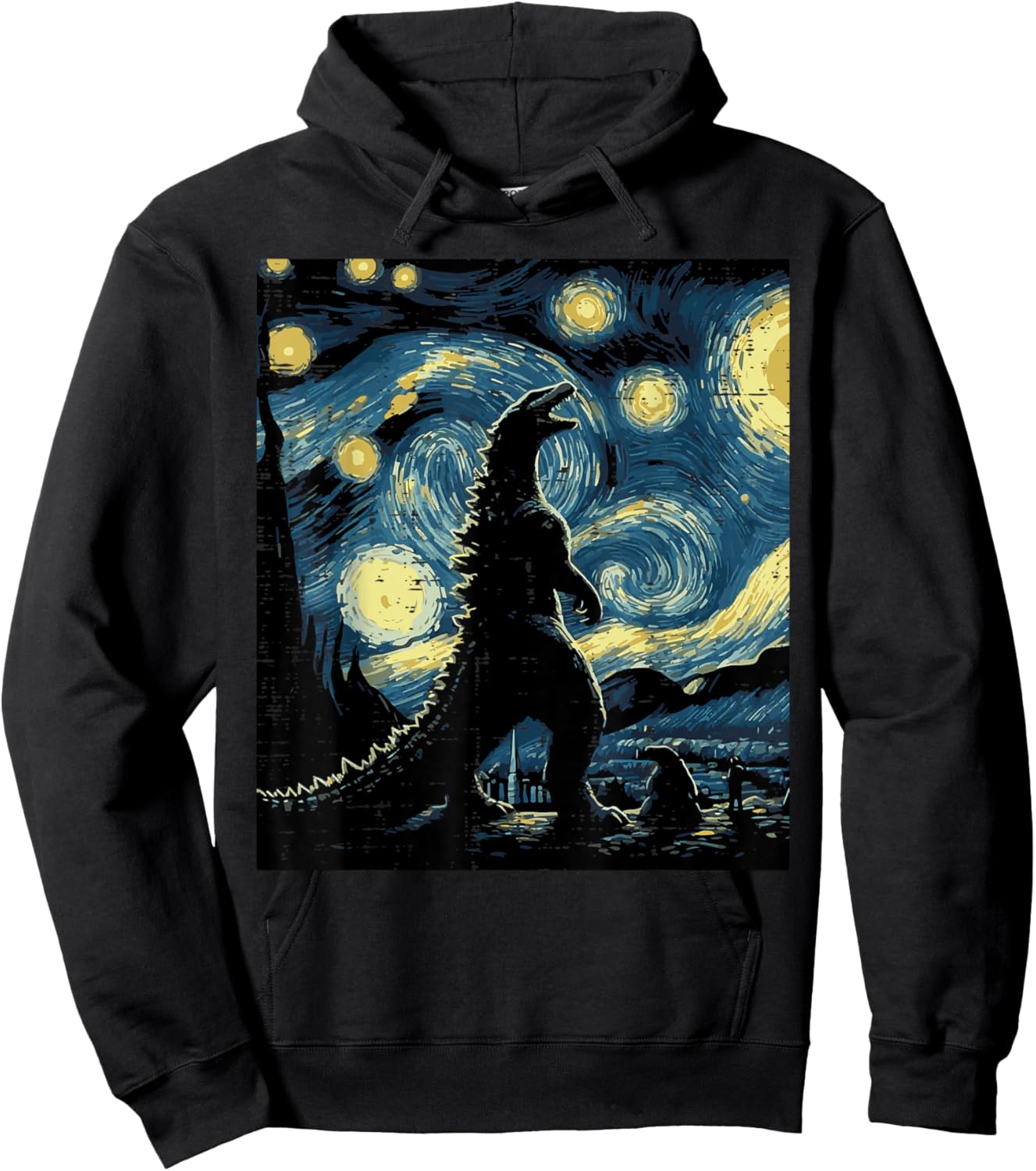 Japanese Monster Starry Night Funny Painting Men Women Kids Hoodie - Hoodie | Black