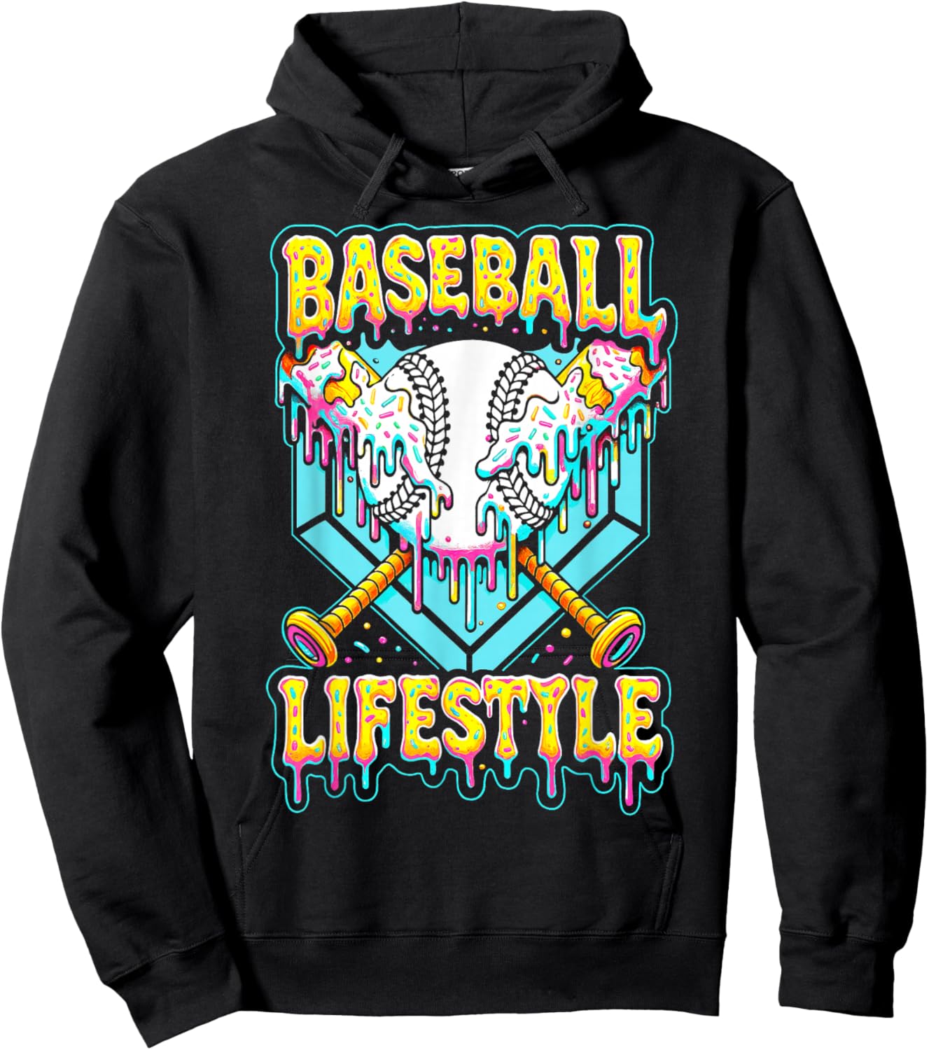 Baseball Life Style 101 Apparel Youth Drip Baseball Boys Kid Hoodie - Hoodie | Black