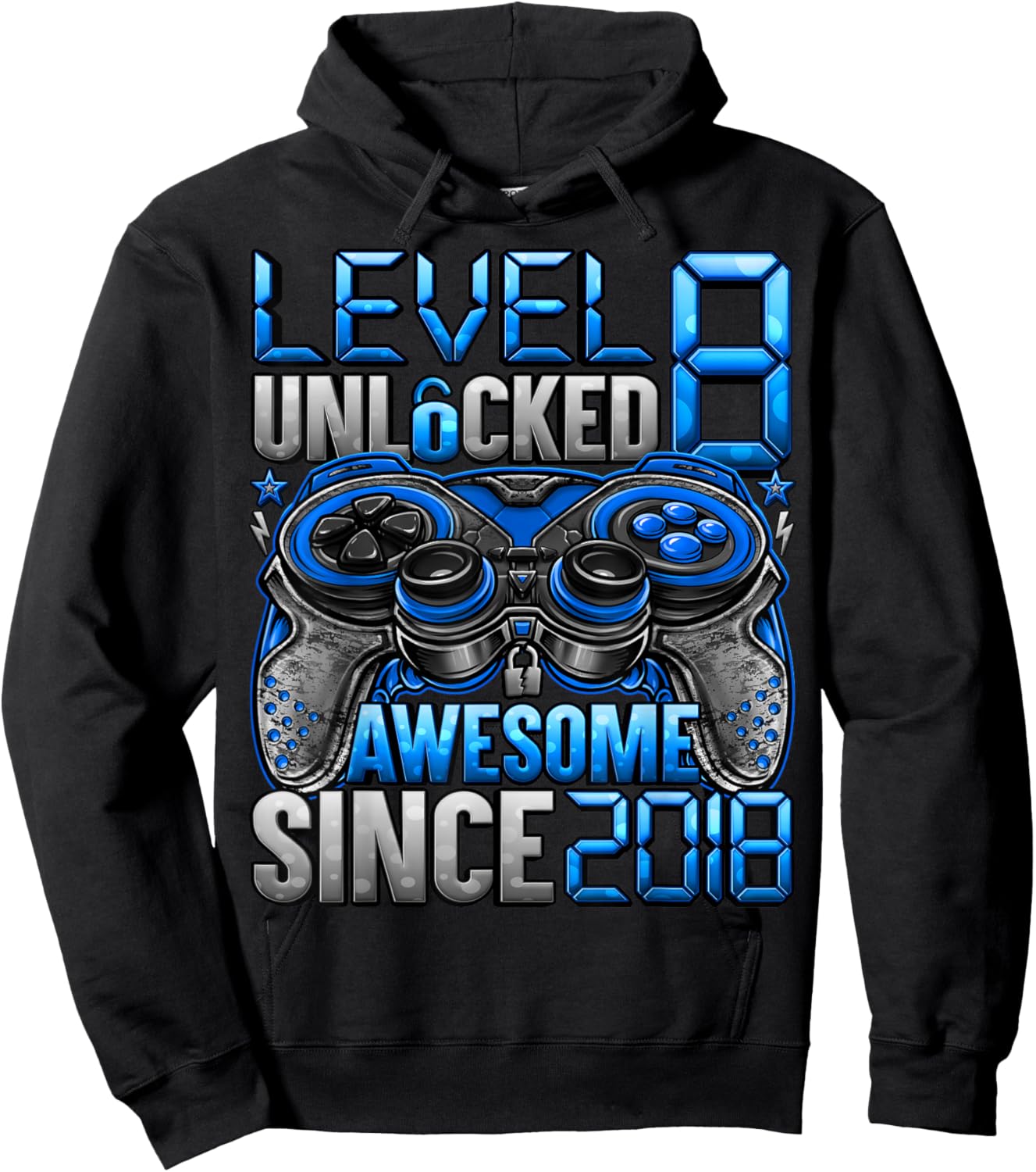 Level 8 Unlocked 8 Year Old Gifts for Boys 8th Birthday Boy Hoodie - Hoodie | Black