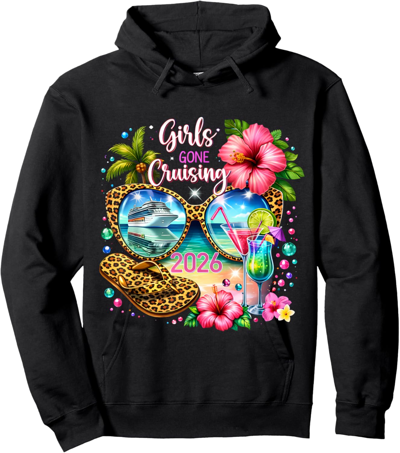 Girls Gone Cruising 2026 Tropical Vacation Party Trip Hoodie - Hoodie | Black