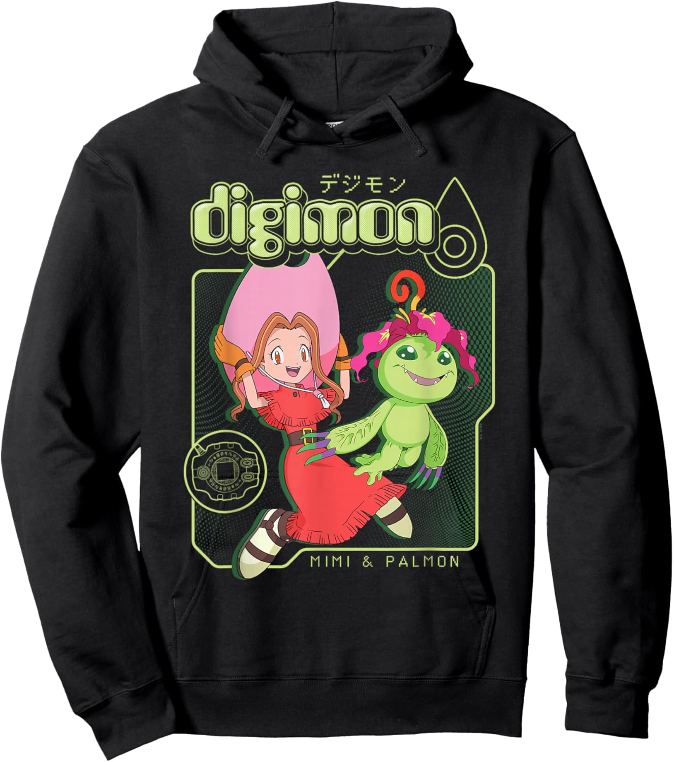 Digimon Mimi and Palmon Y2K Frame Digital Monsters Hoodie - Hoodie | Black