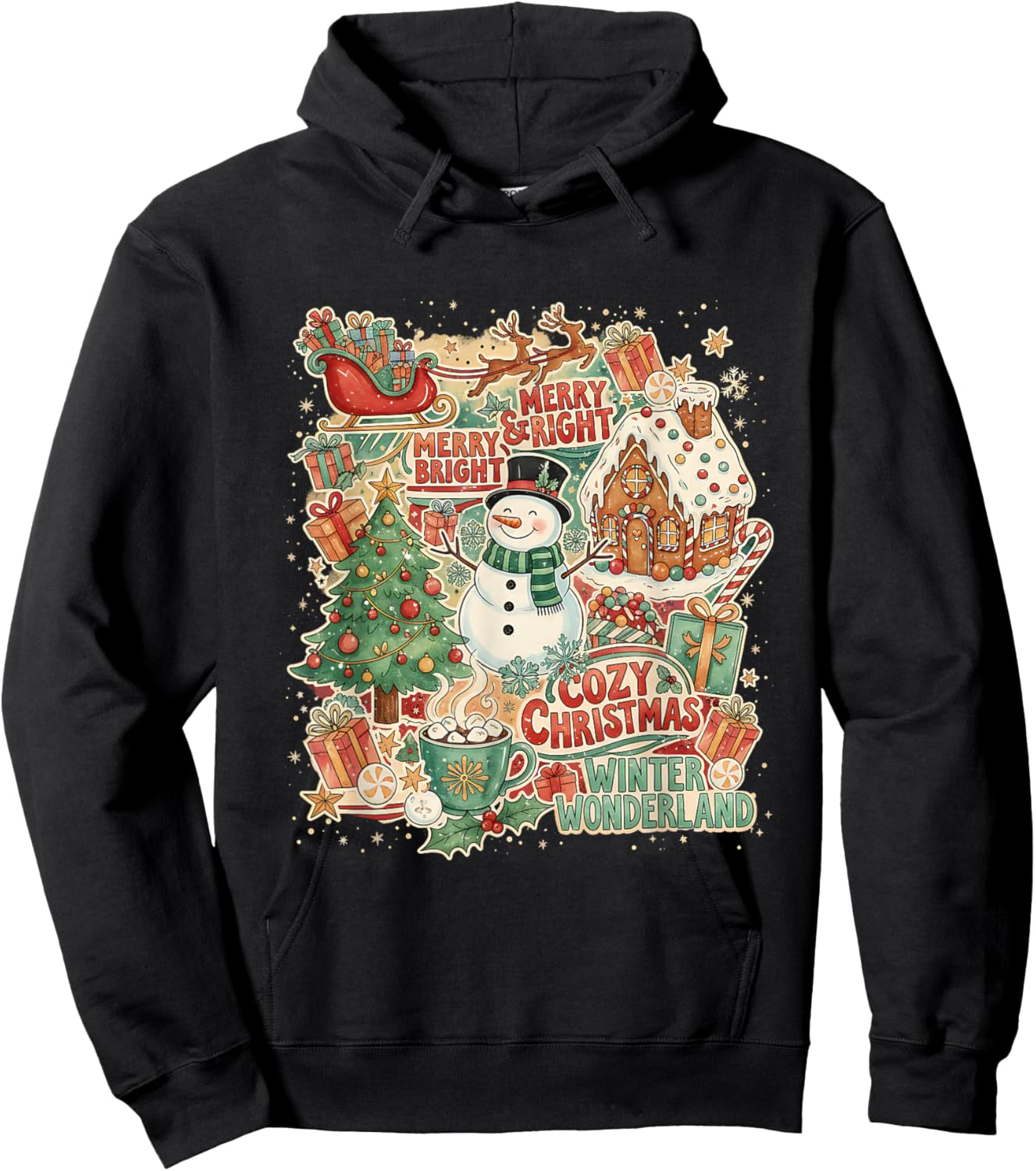 Cozy Christmas Winter Wonderland Holiday Design Hoodie - Hoodie | Black