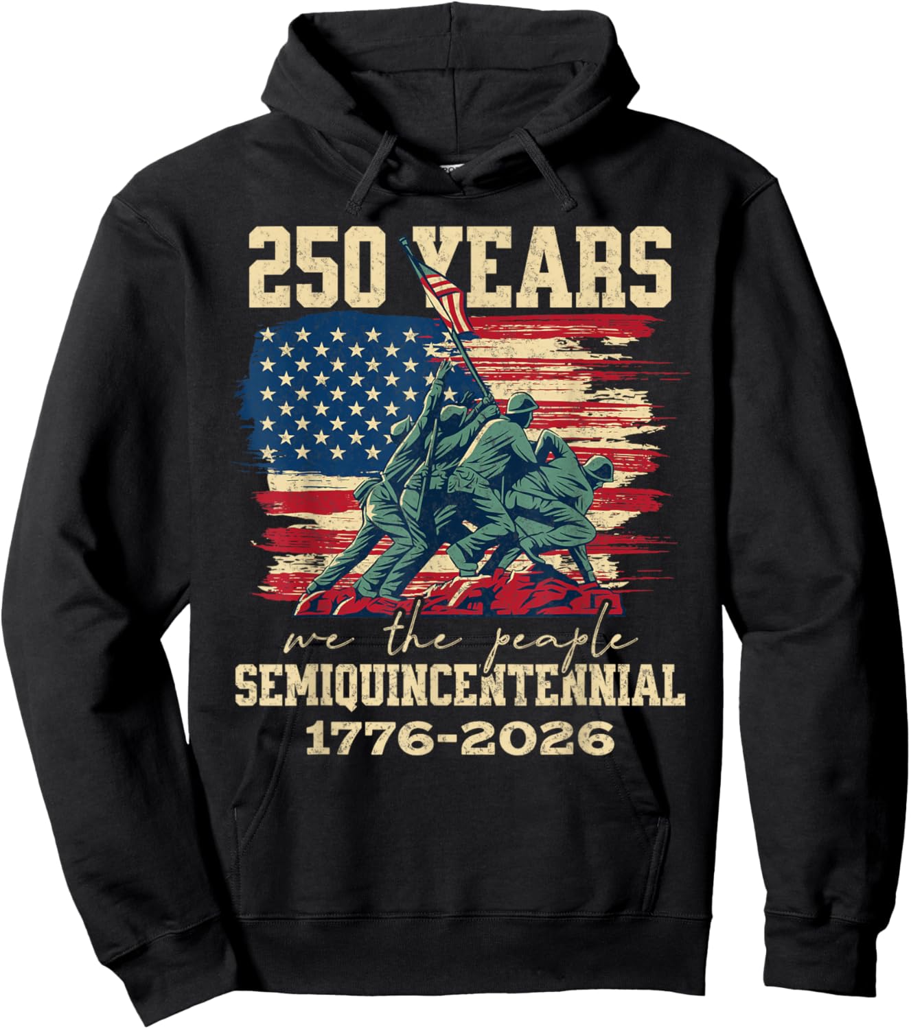 250 Years American Flag 250th Anniversary USA Hoodie - Hoodie | Black