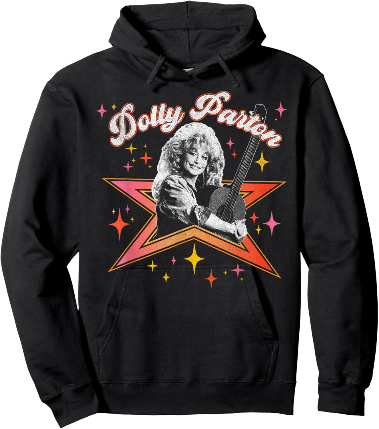 Dolly Parton Black & White Portrait Glimmering and Sparkling Hoodie - Hoodie | Black