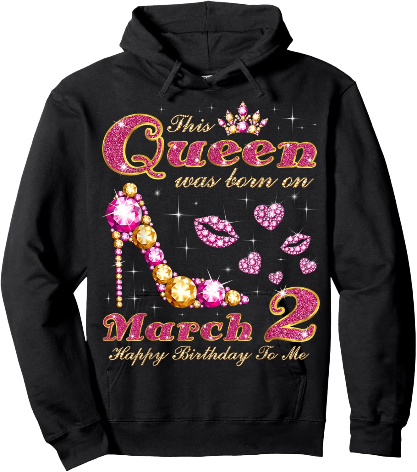 This Queen was Born on March 2, 2nd March Birthday Hoodie - Hoodie | Black