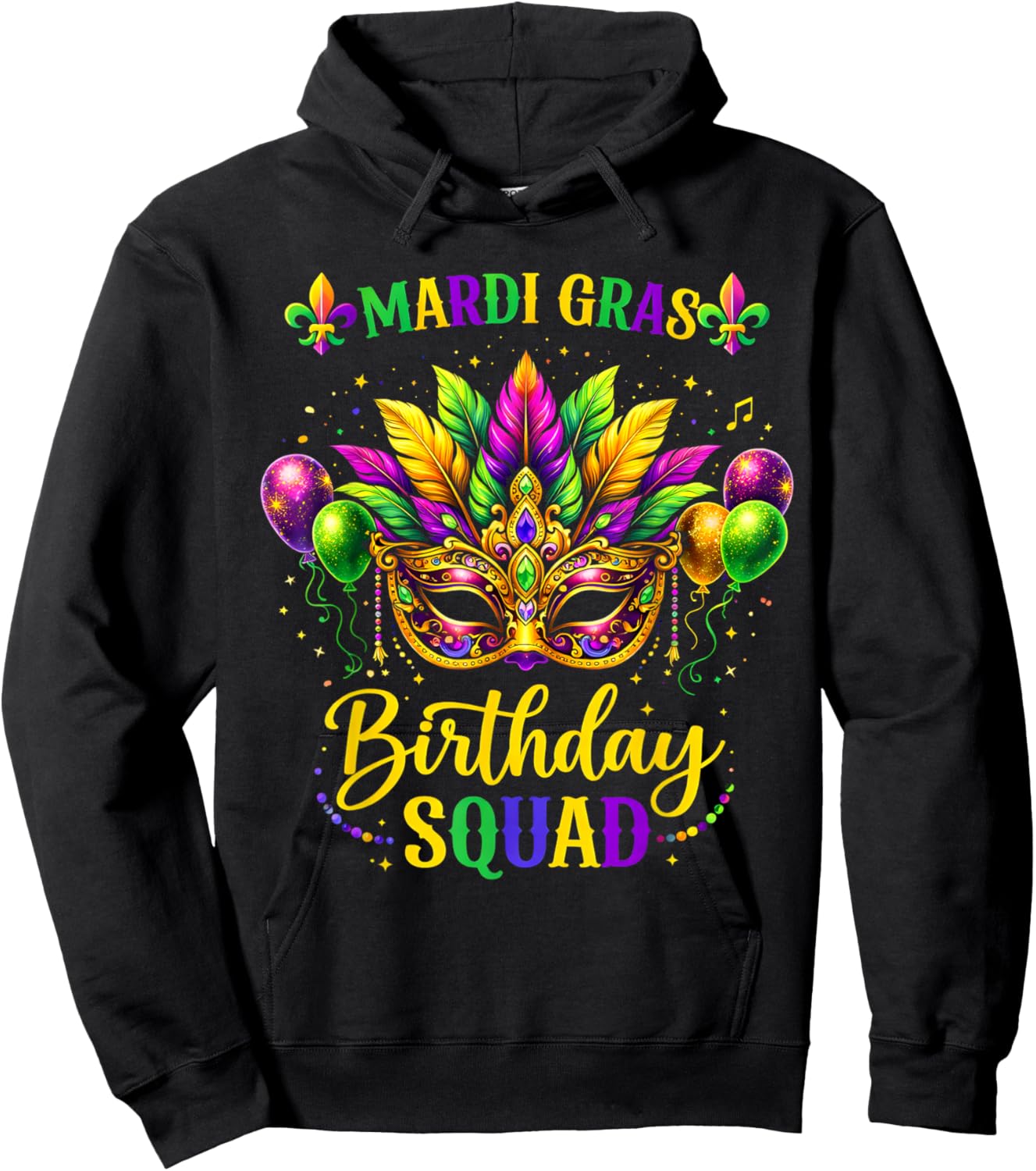 Birthday Squad Mardi Gras Crew Party Girl Toddler Boys Hoodie - Hoodie | Black