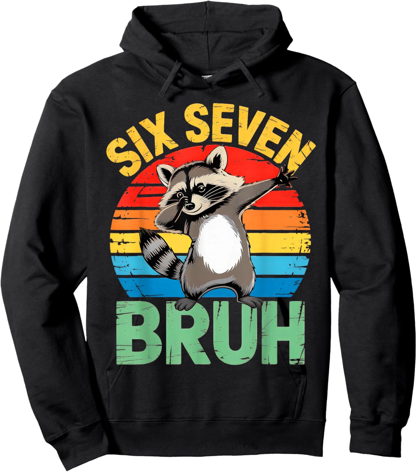 67 Meme Boys Kids 6 7 Dabbing Six Seven Bruh Raccoon Hoodie - Hoodie | Black