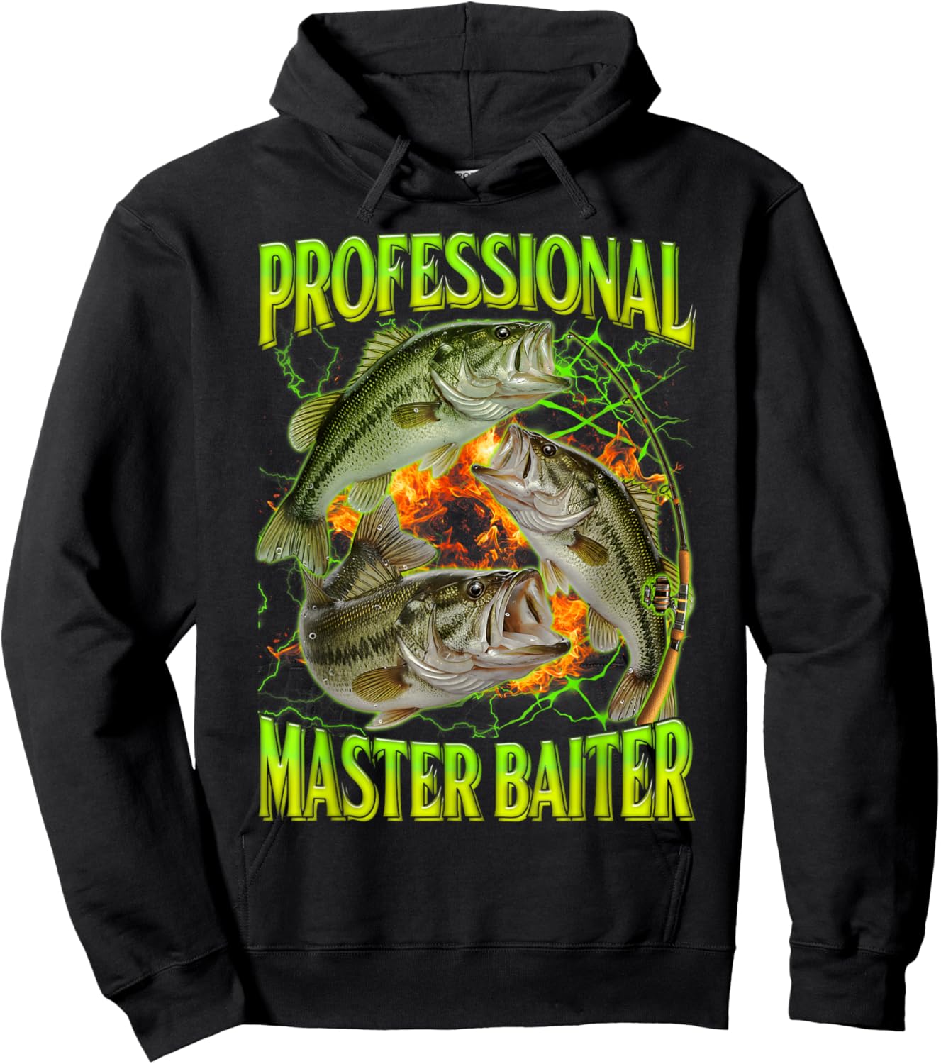 Professional Master Baiter Funny Fishing Meme Bootleg Humor Hoodie - Hoodie | Black