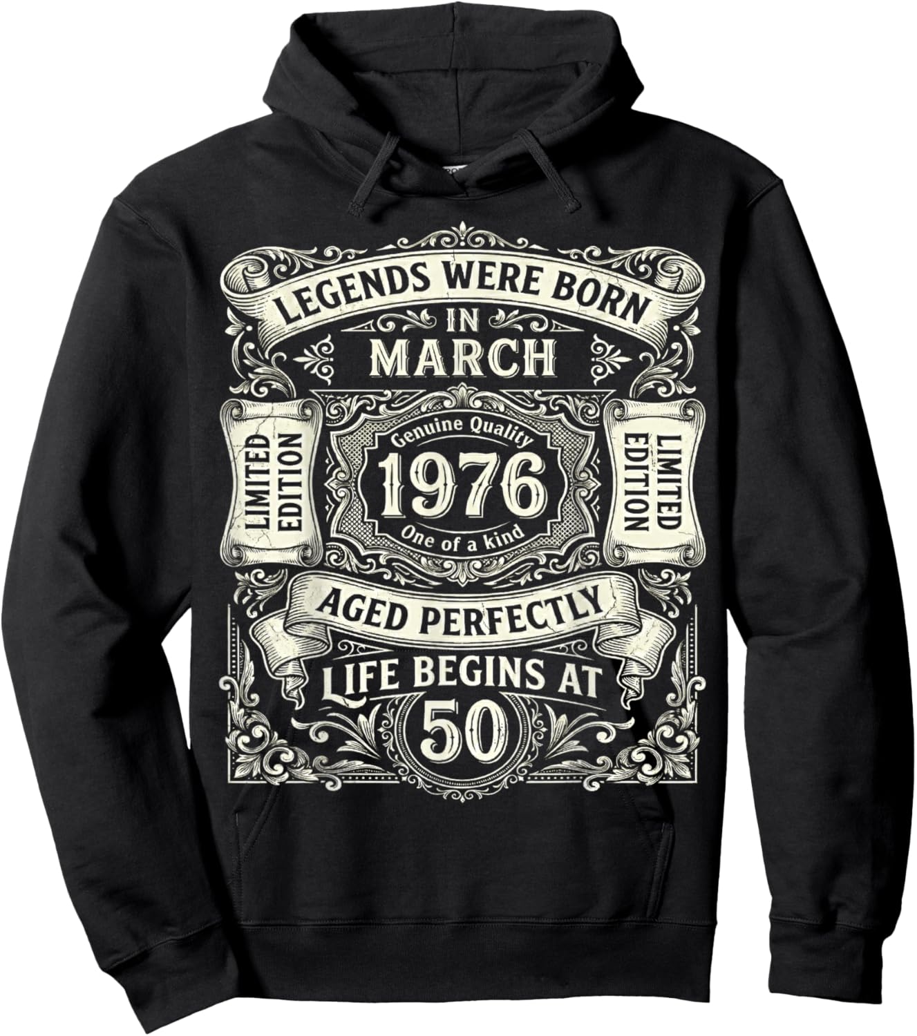 Legends Born in March 1976 50th Birthday 50 Years Old Hoodie - Hoodie | Black