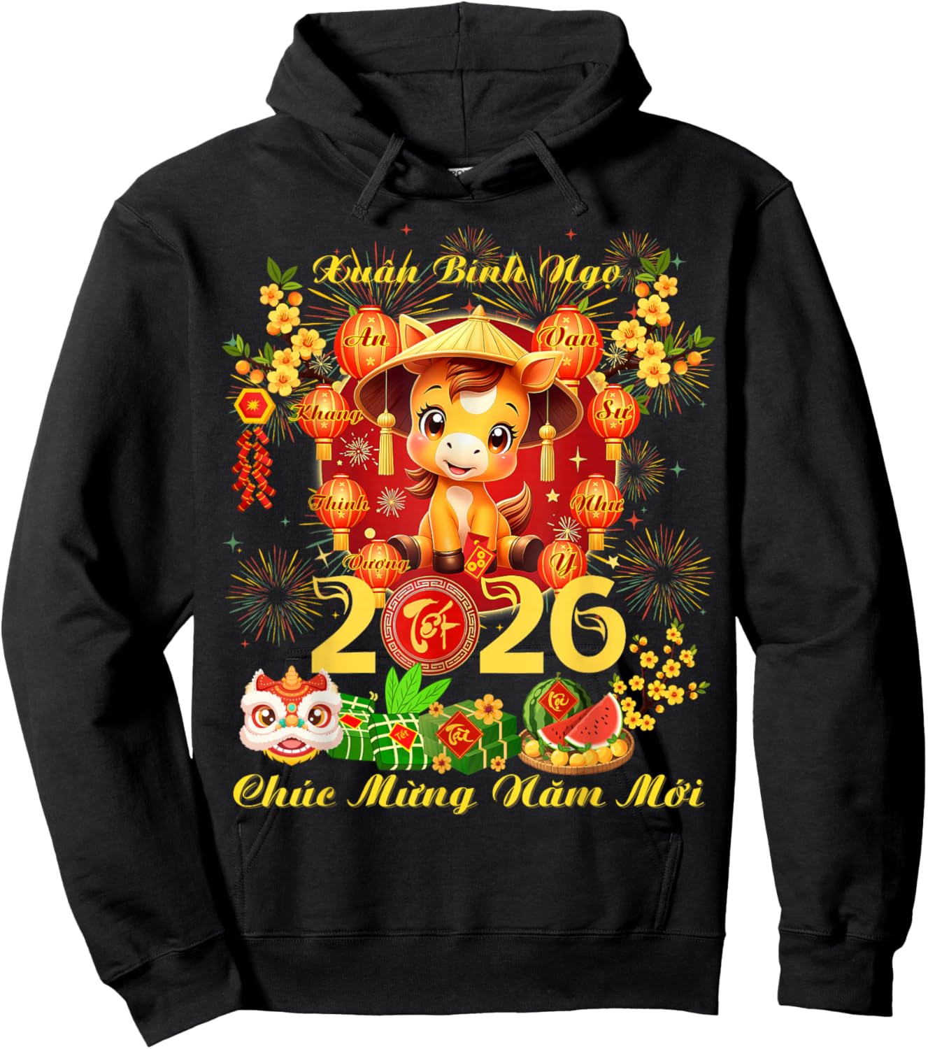 Funny Vietnamese Lunar New Year - TET 2026 Year of The Horse Hoodie - Hoodie | Black