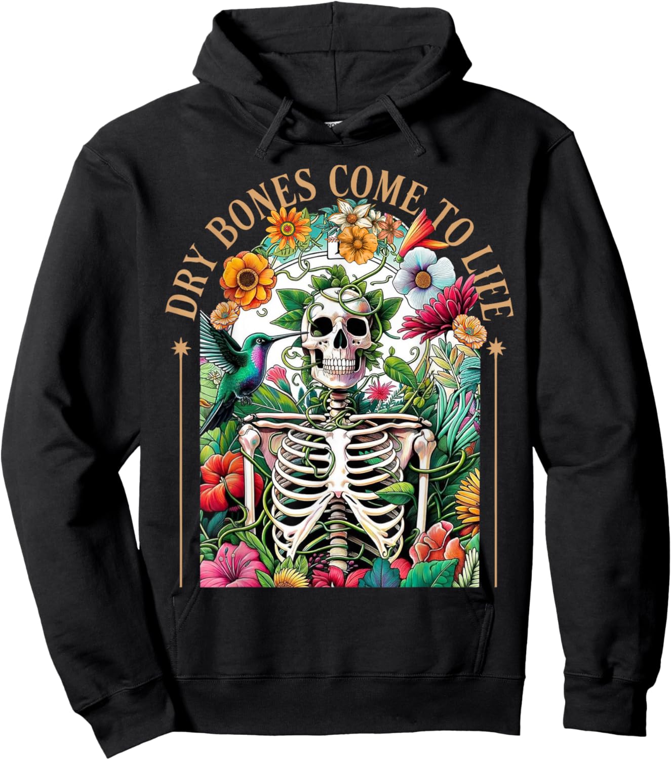 Dry Bones Come Alive Funny Skeleton Floral Christian Faith Hoodie - Hoodie | Black
