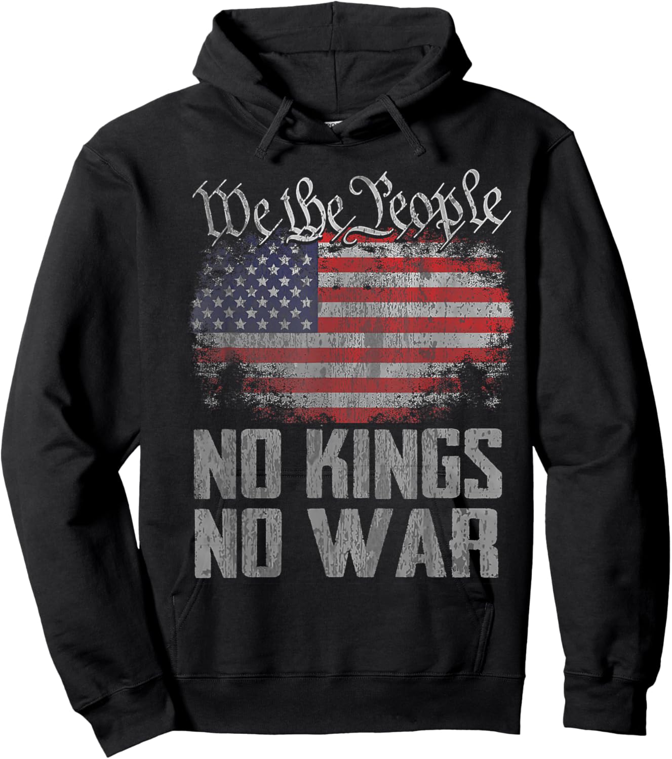 No Kings in America US Flag Vintage No War Hoodie - Hoodie | Black